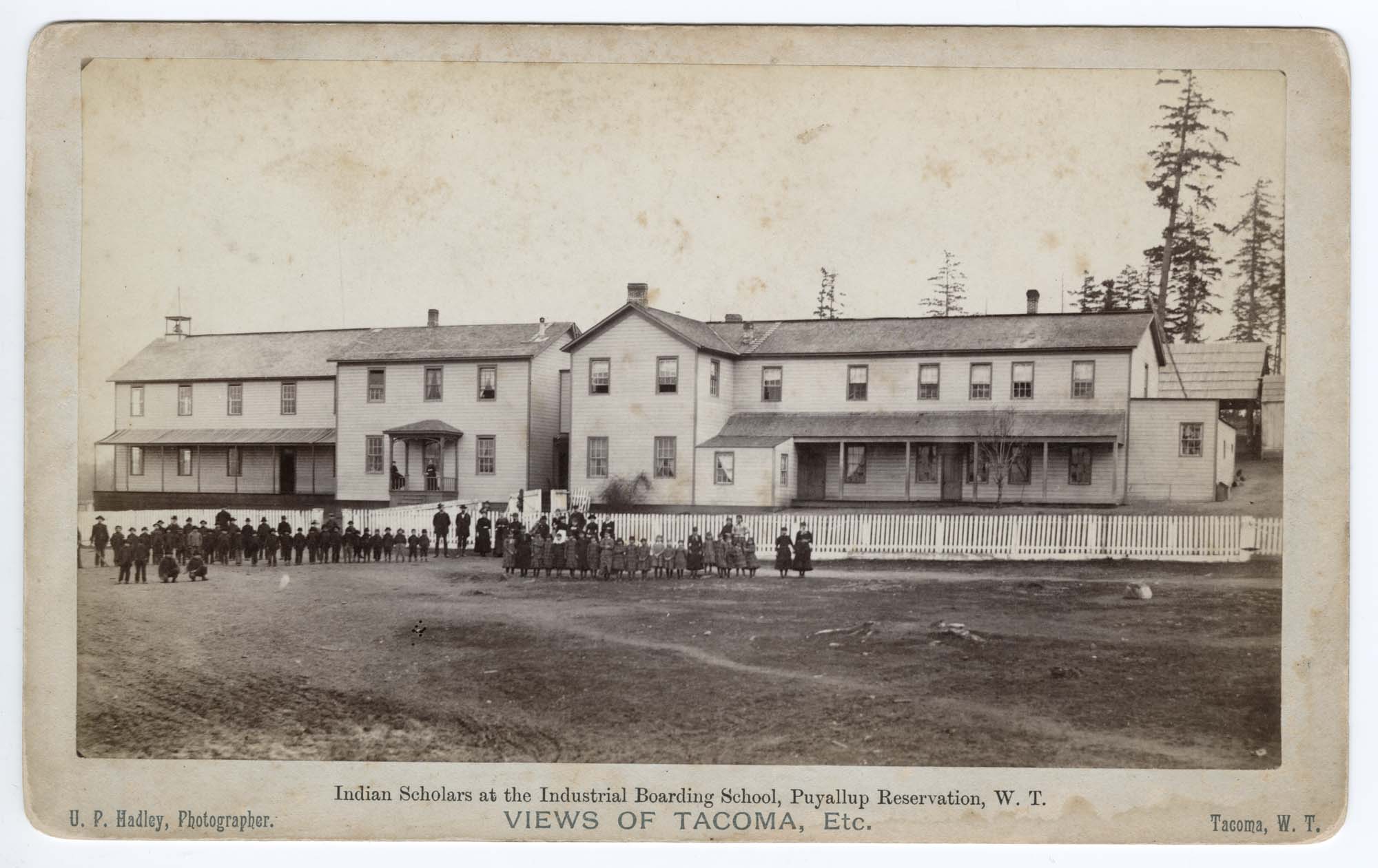 Image of Industrial Boarding School buildings on the Puyallup Reservation, circa 1885