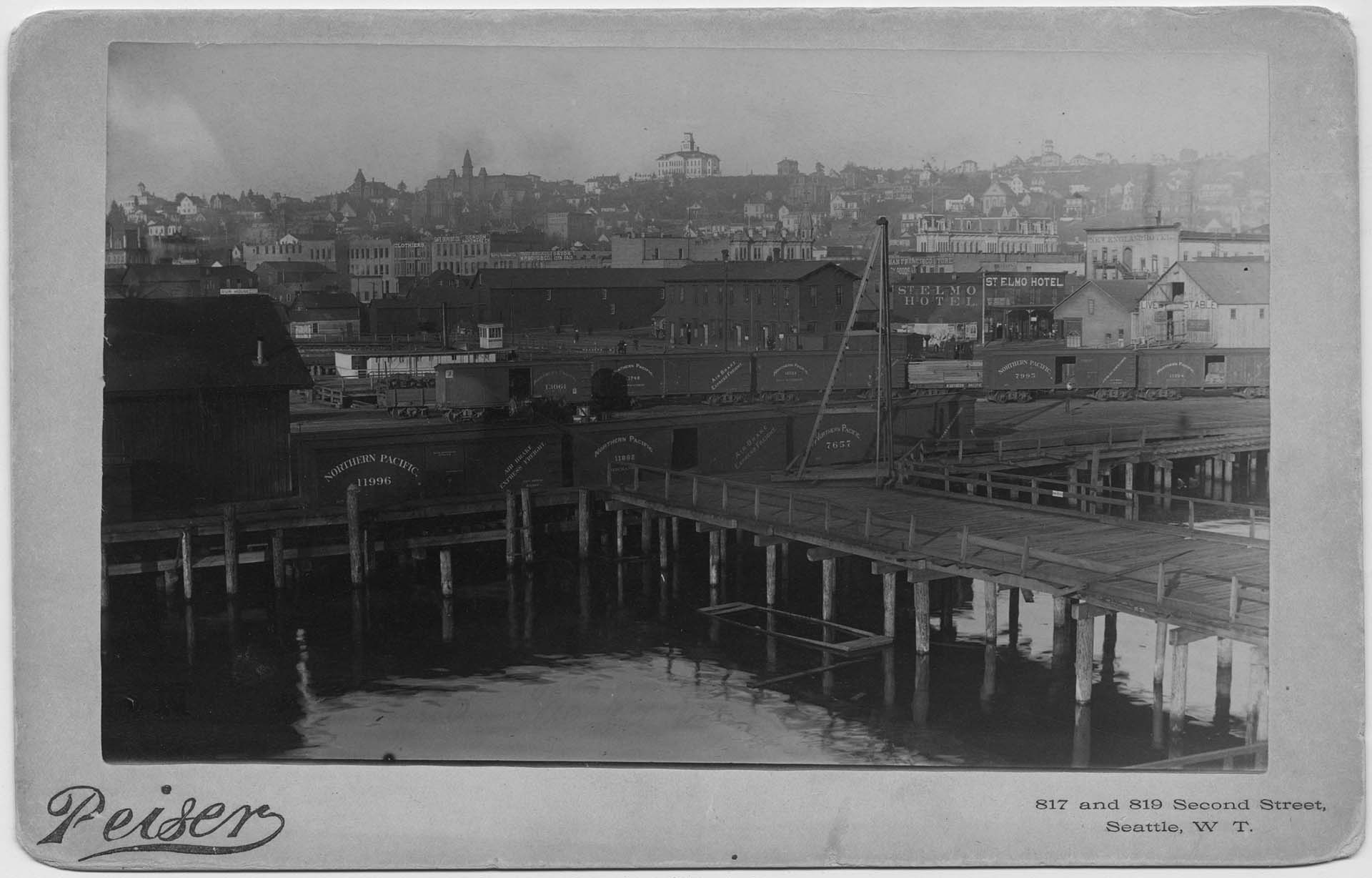 Image of Waterfront and downtown, Seattle, 1888