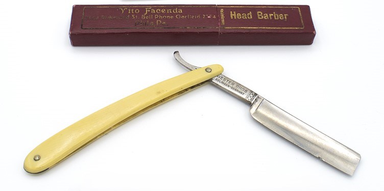 Image of Straight razor from Vincent Amato's barber shop, ca. 1912