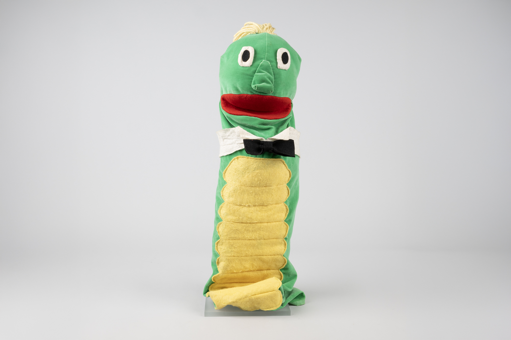 Image of Sturdley the bookworm puppet from the J.P. Patches television show, ca. 1960