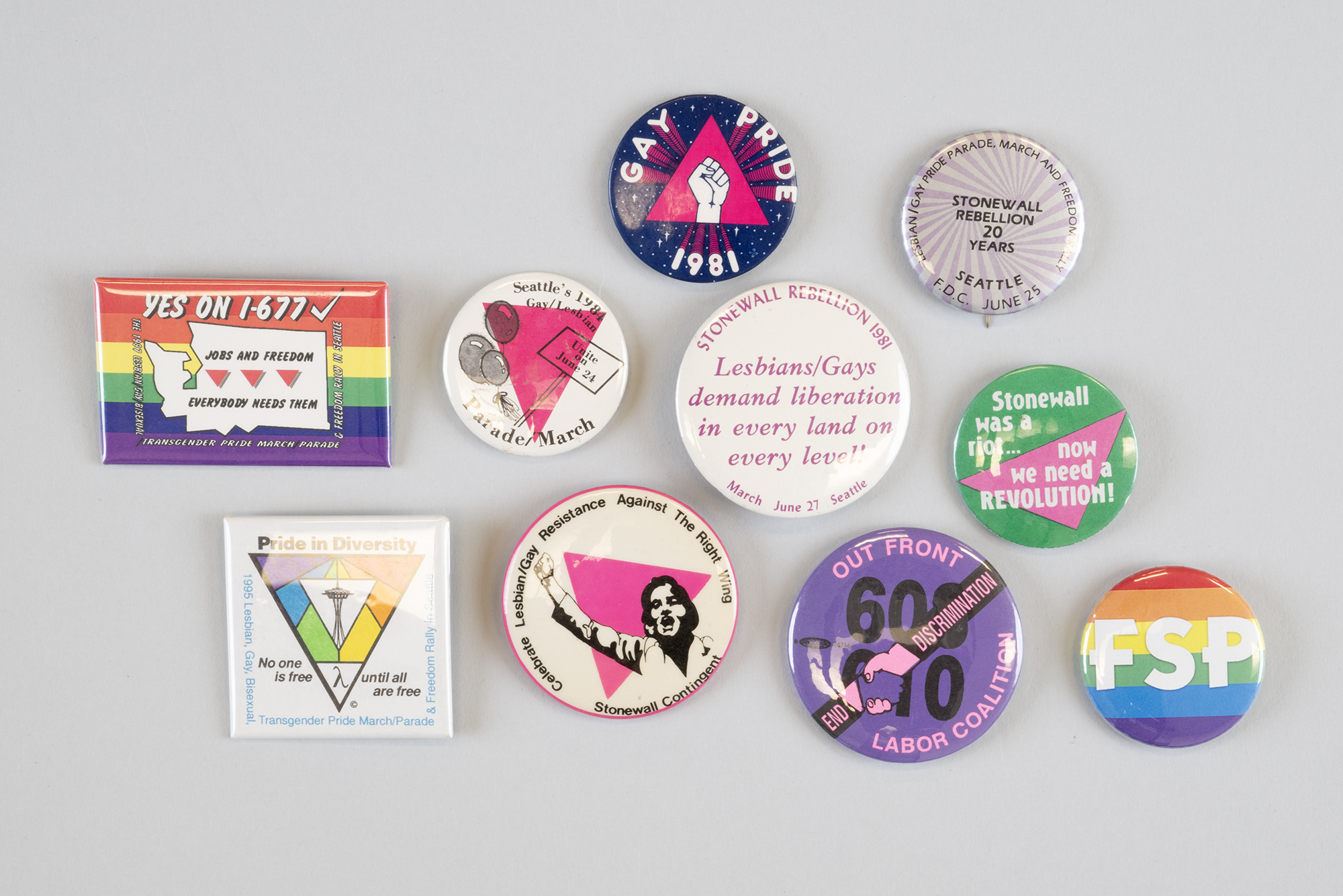 Image of Collection of Pride pins, ca. 1980s-2010s