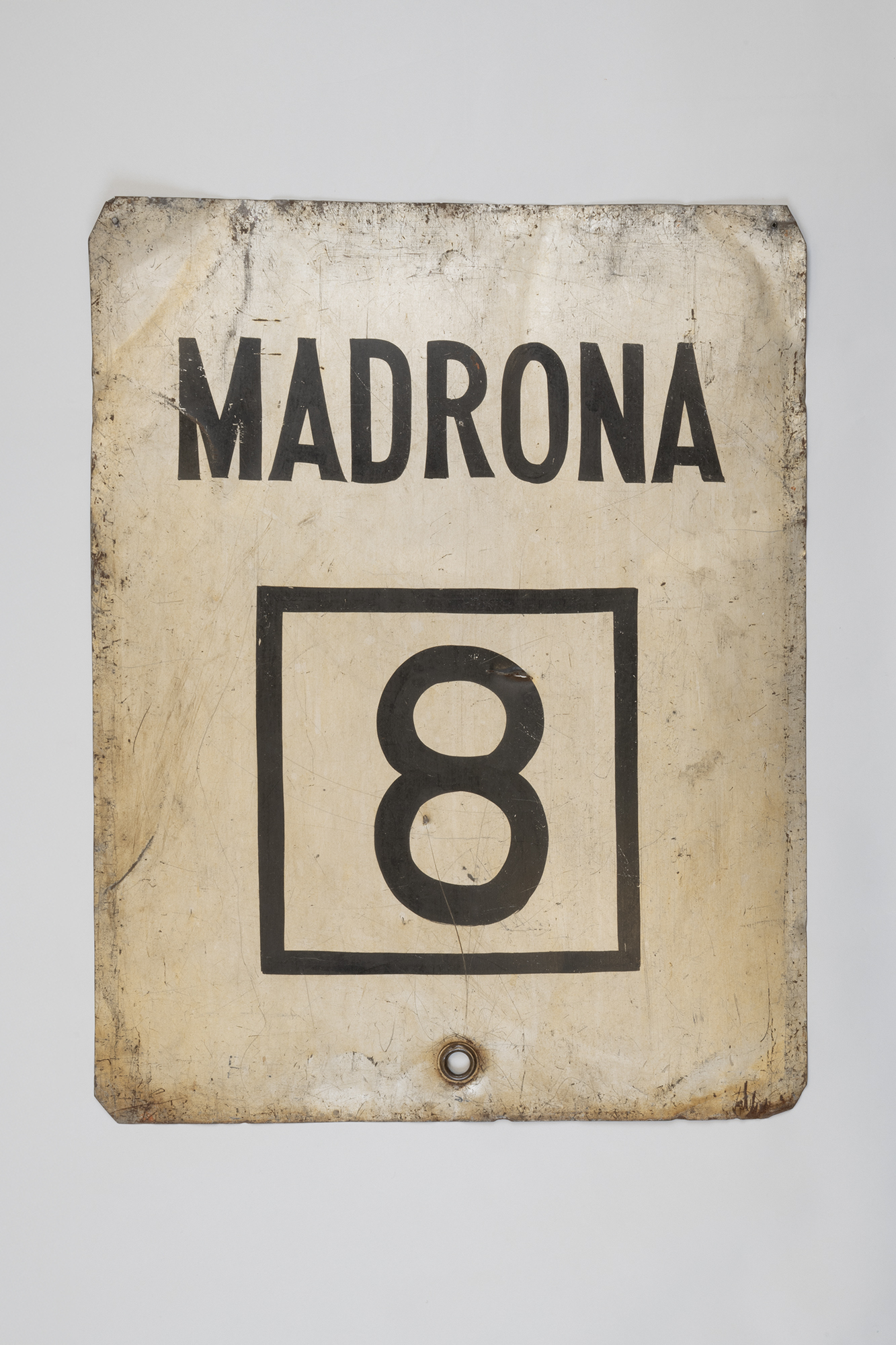 Image of Tin destination sign from Seattle street car, ca. 1910, 