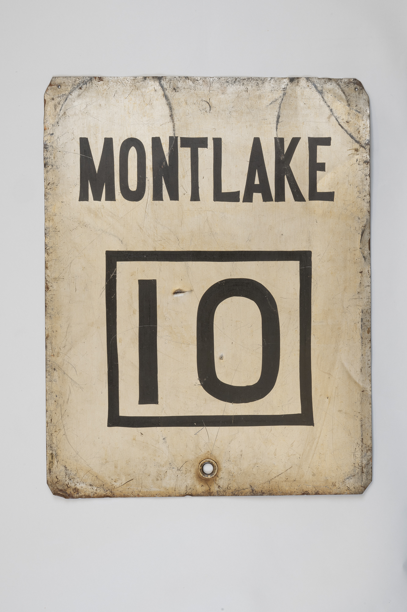 Image of Tin destination sign from Seattle street car, ca. 1910, 