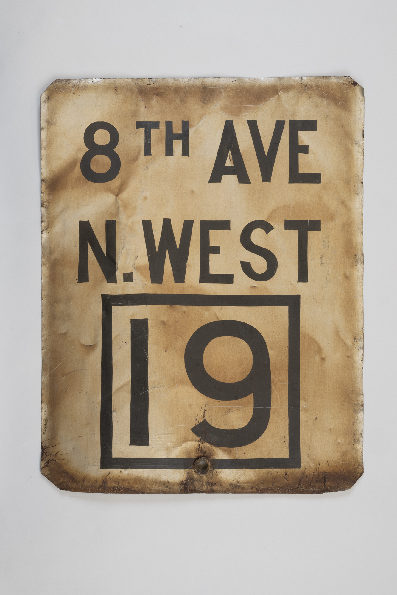 Image of Tin destination sign from Seattle street car, ca. 1910, 