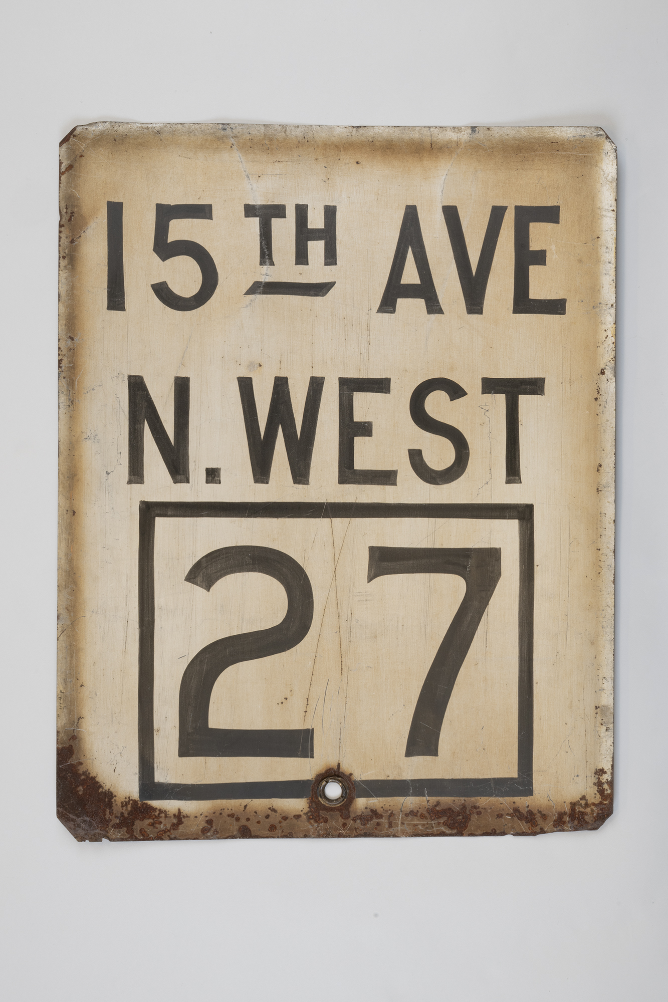 Image of Tin destination sign from Seattle street car, ca. 1910, 