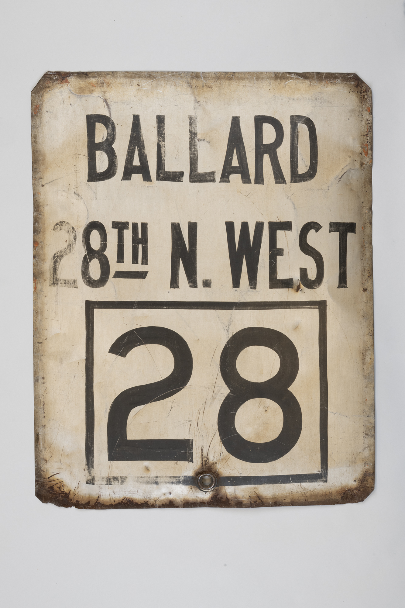 Image of Tin destination sign from Seattle street car, ca. 1910, 