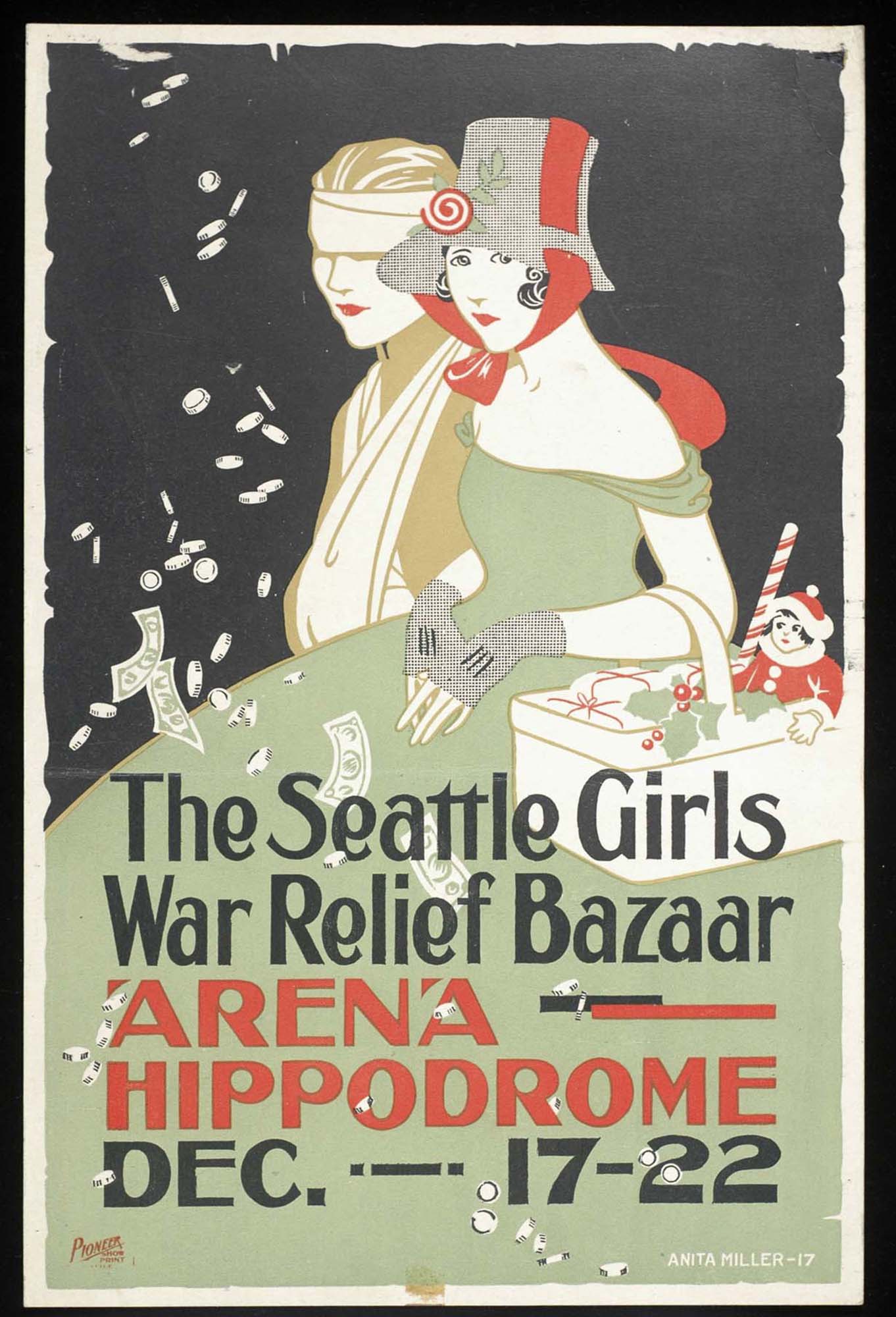 Image of Seattle Girls War Relief Bazaar poster by Anita Miller, 1917
