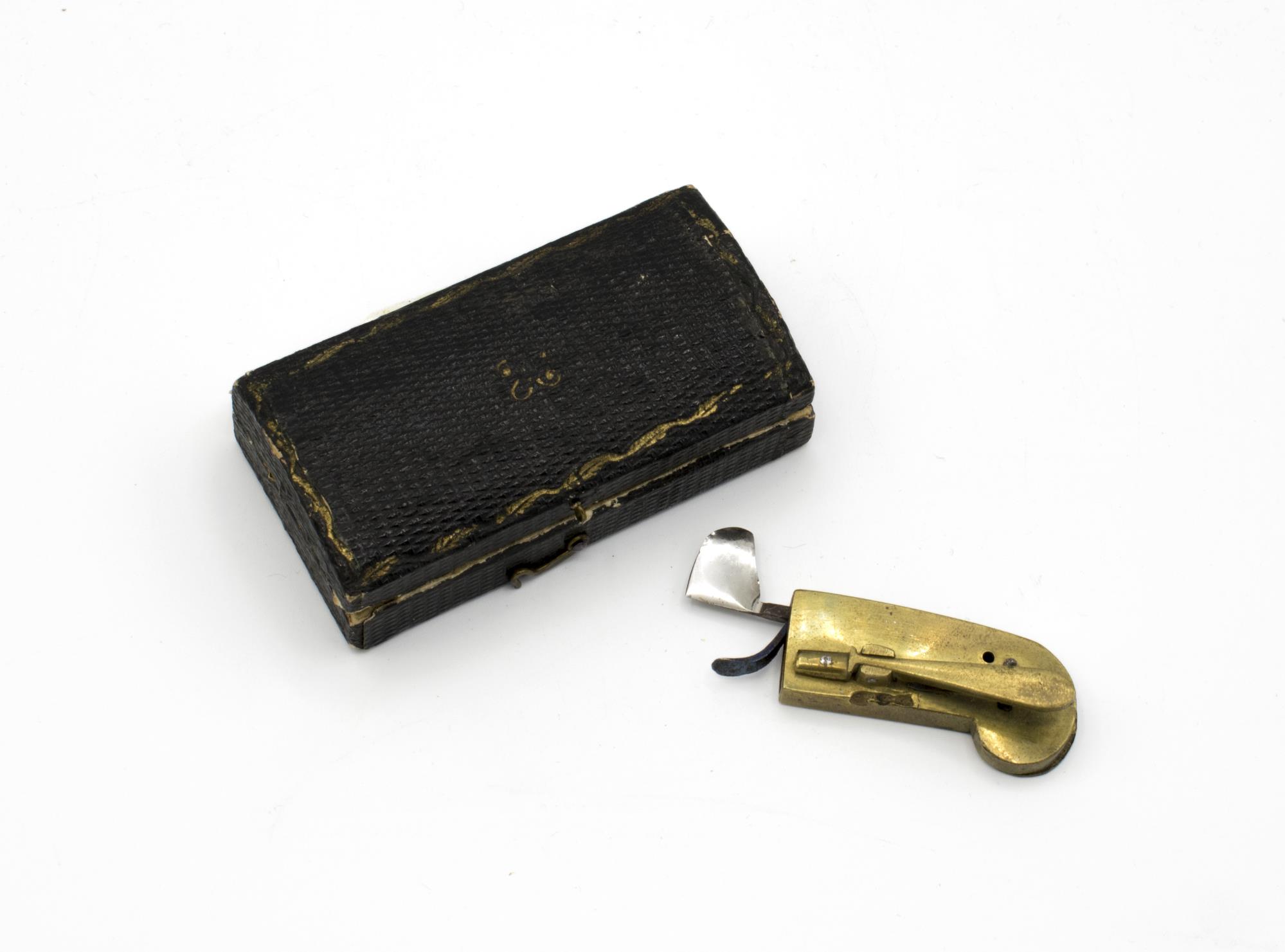 Image of Lancing tool and case belonging to Dr. Charles Page Bryant, ca. 1909