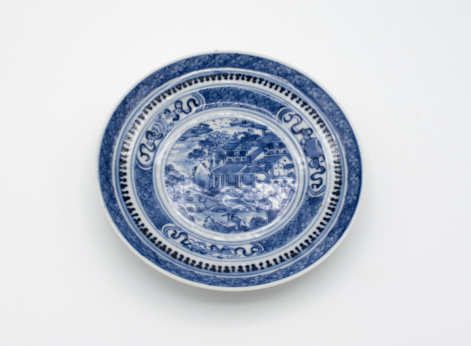 Image of Blue Chinese pattern plate belonging to Louisa Boren Denny, ca. 1853