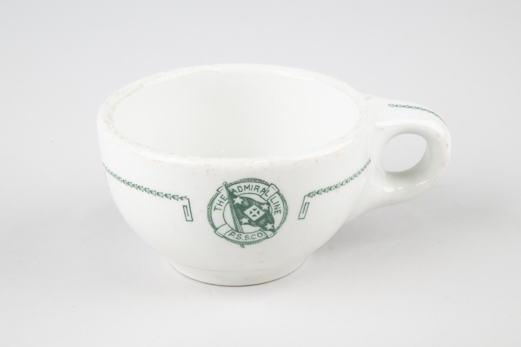 Image of Cup made for the Pacific Steamship Co., with Admiral Line emblem, ca. 1920