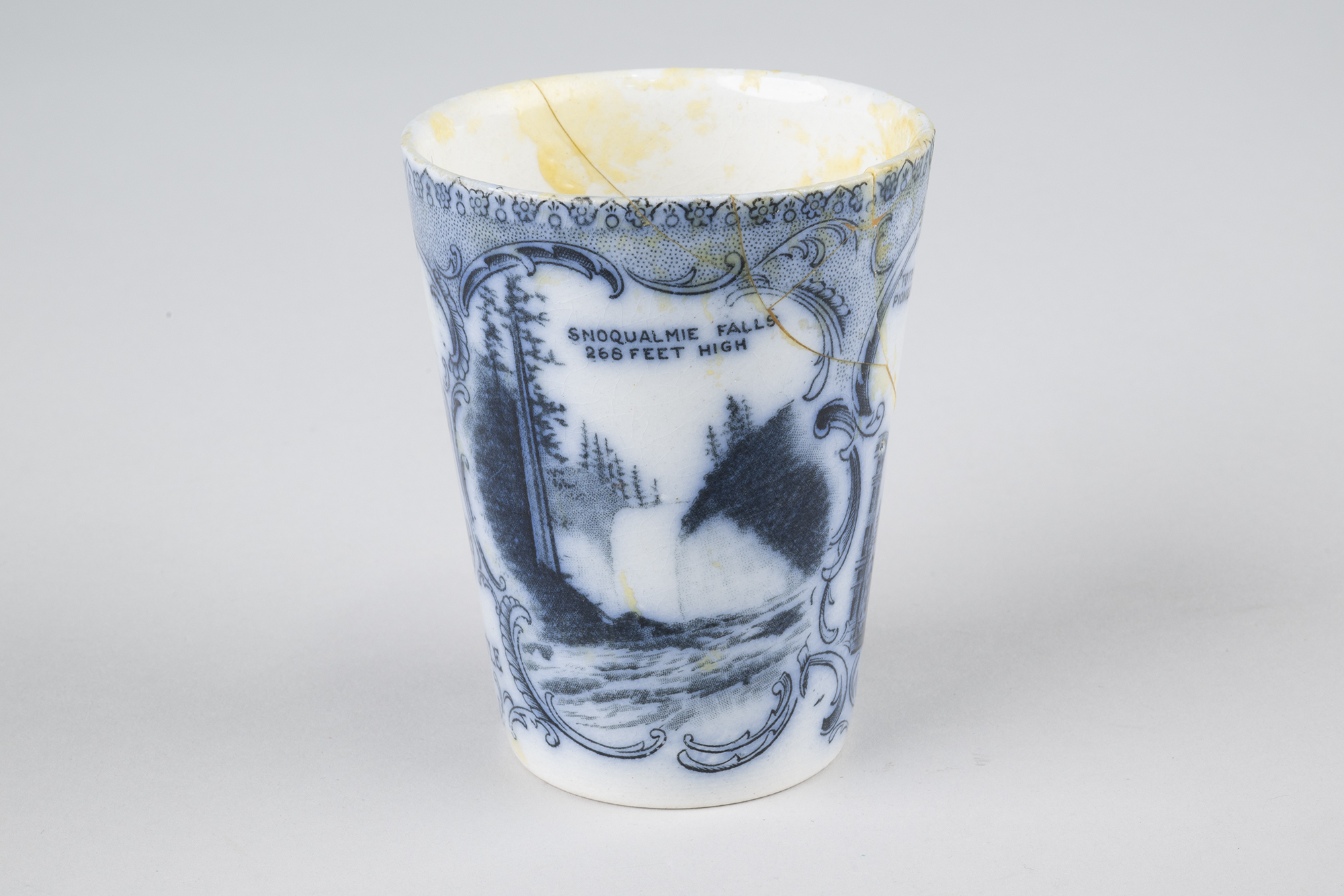 Image of Blue and white souvenir tumbler, ca. 1909