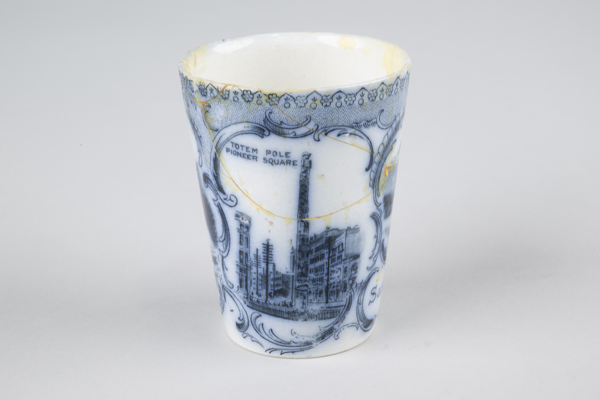 Image of Blue and white souvenir tumbler, ca. 1909