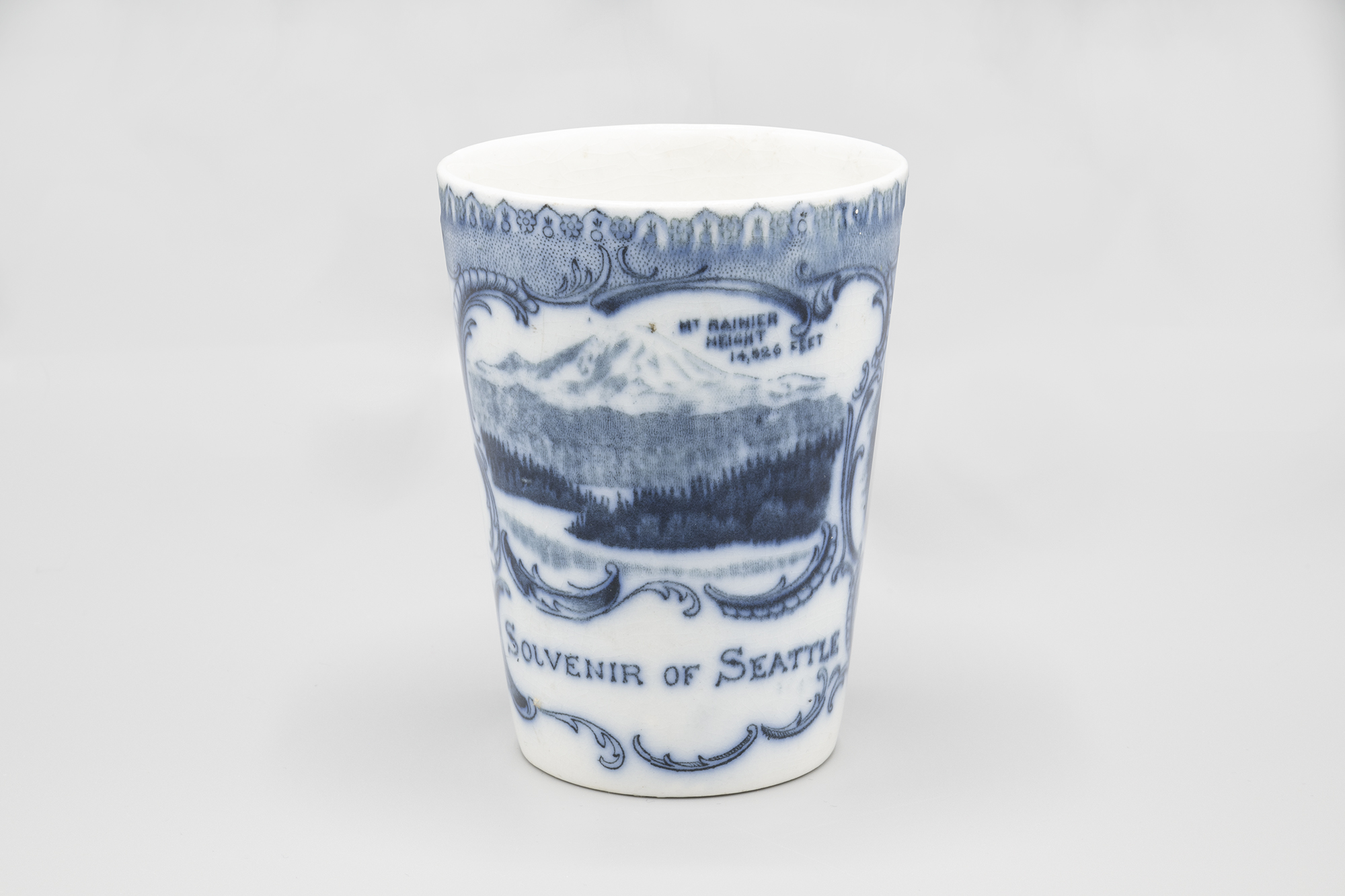 Image of Blue and white souvenir tumbler, ca. 1909