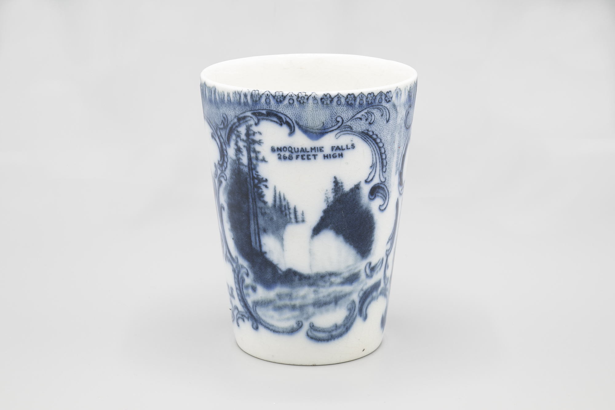 Image of Blue and white souvenir tumbler, ca. 1909