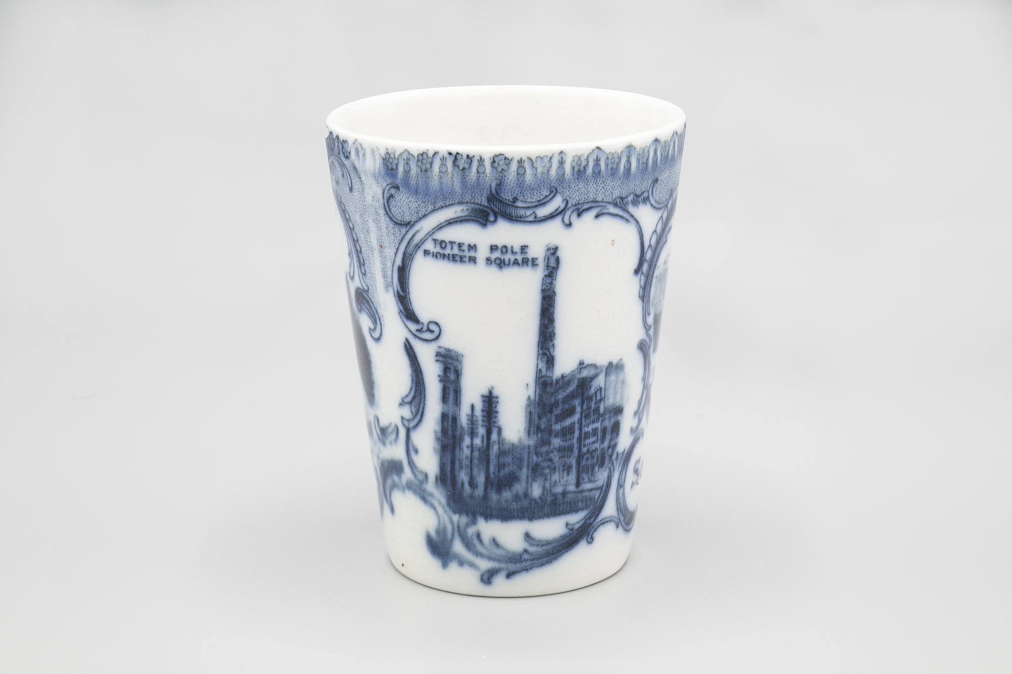 Image of Blue and white souvenir tumbler, ca. 1909