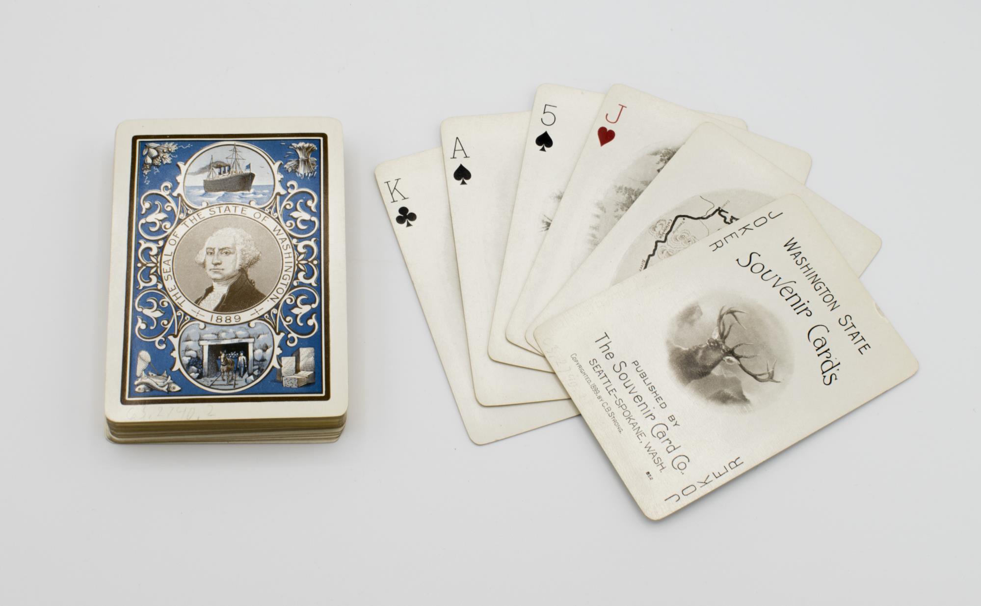 Image of Washington State souvenir card deck, 1899