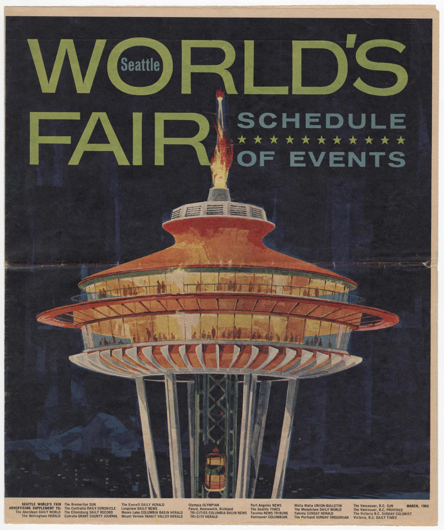 Image of Schedule of Events for the Seattle World's Fair, March 1962