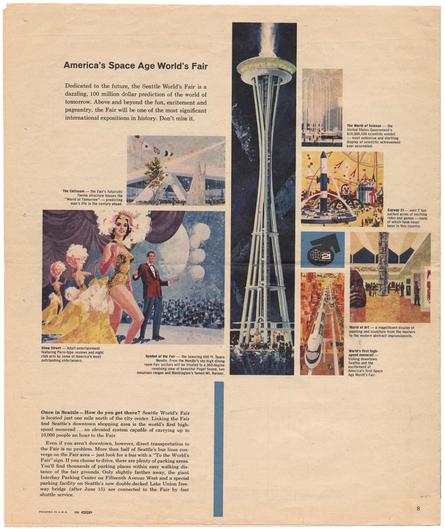 Image of Schedule of Events for the Seattle World's Fair, March 1962