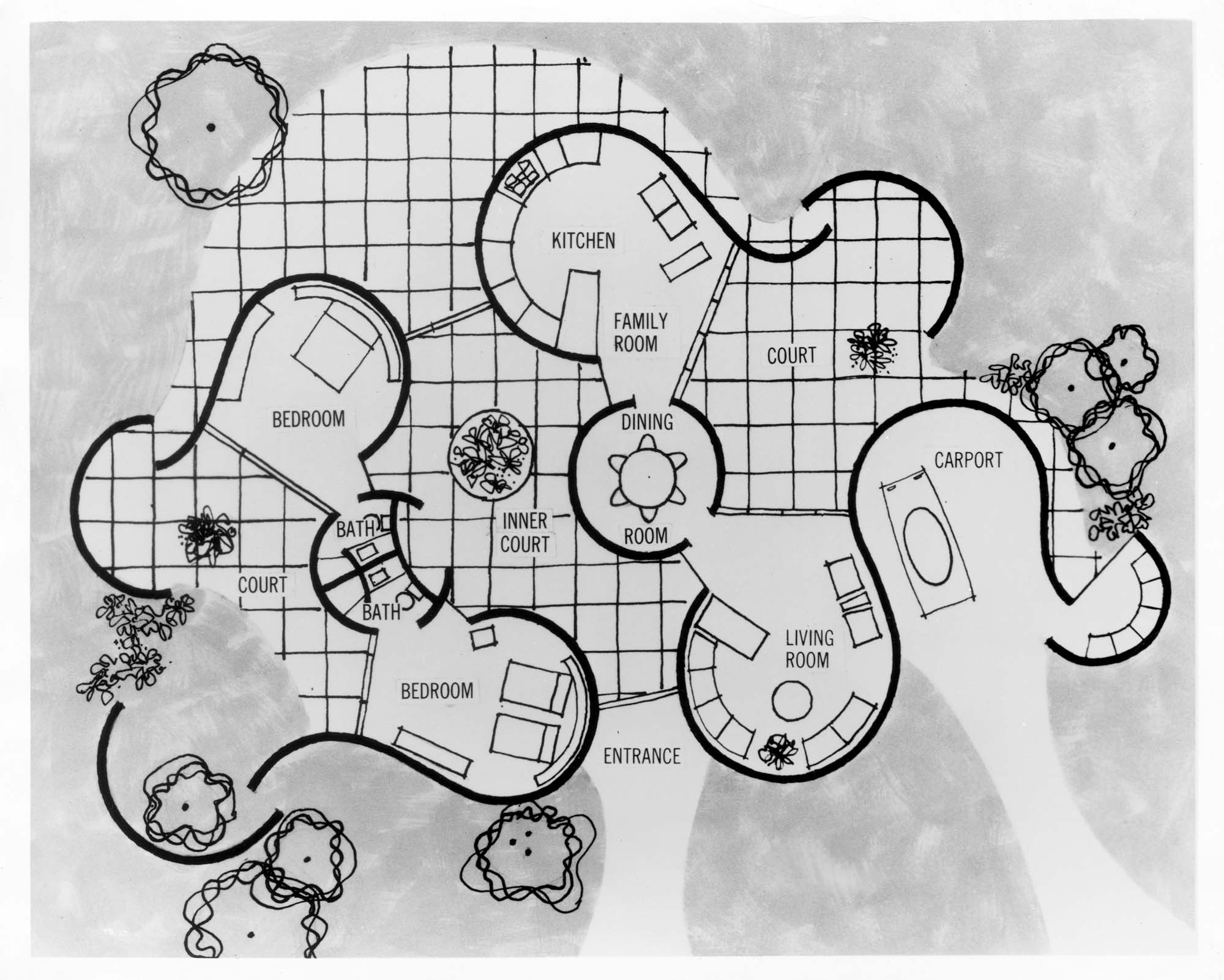 Image of Floor plan for Plywood Home of Living Light, Seattle World's Fair, circa 1961