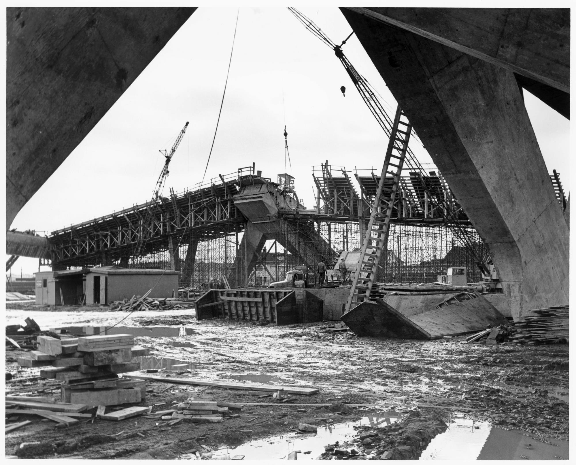 Image of Coliseum under construction, Seattle World's Fair, circa 1961