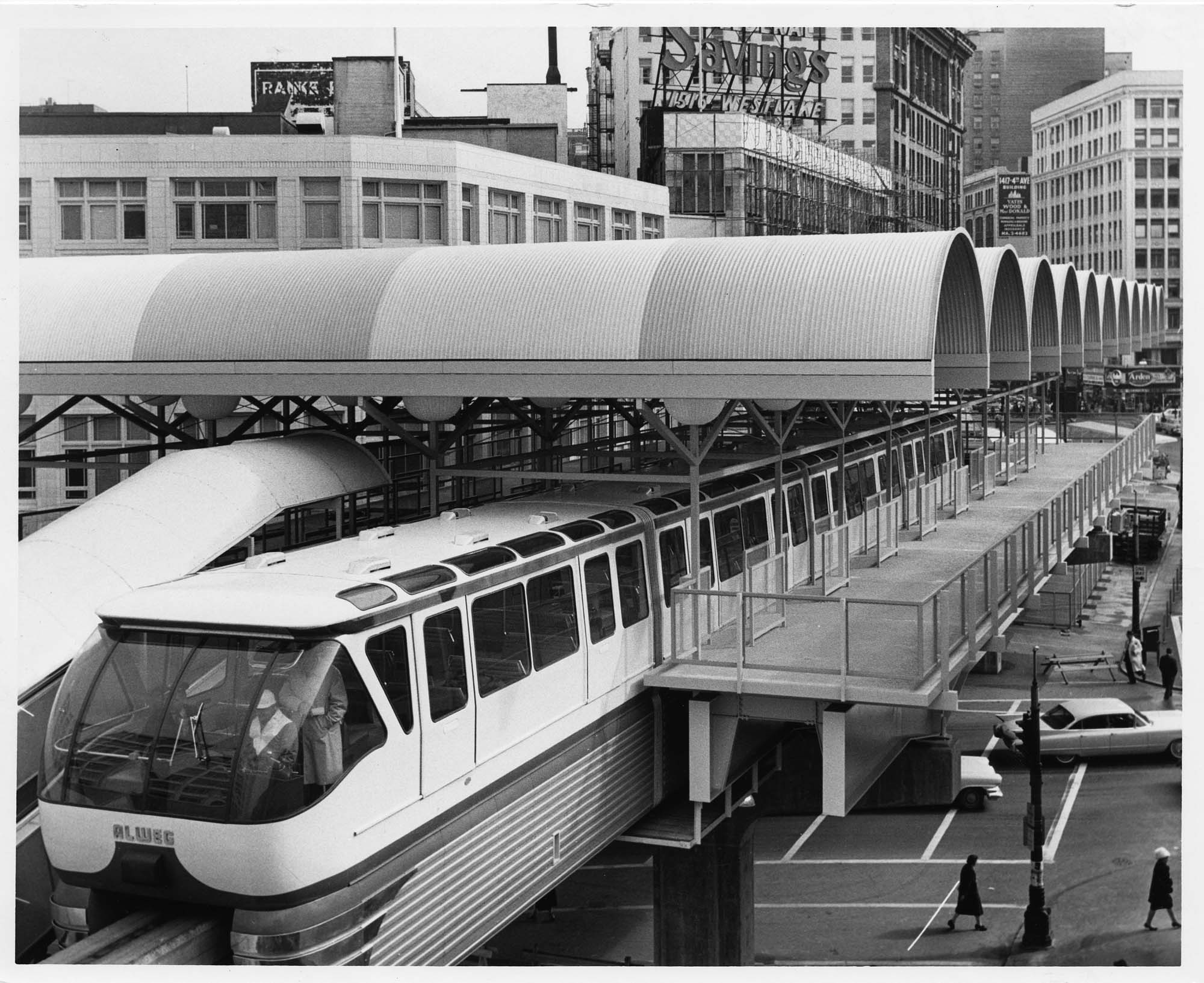 Image of Monorail at Westlake Station, Seattle World's Fair, 1962