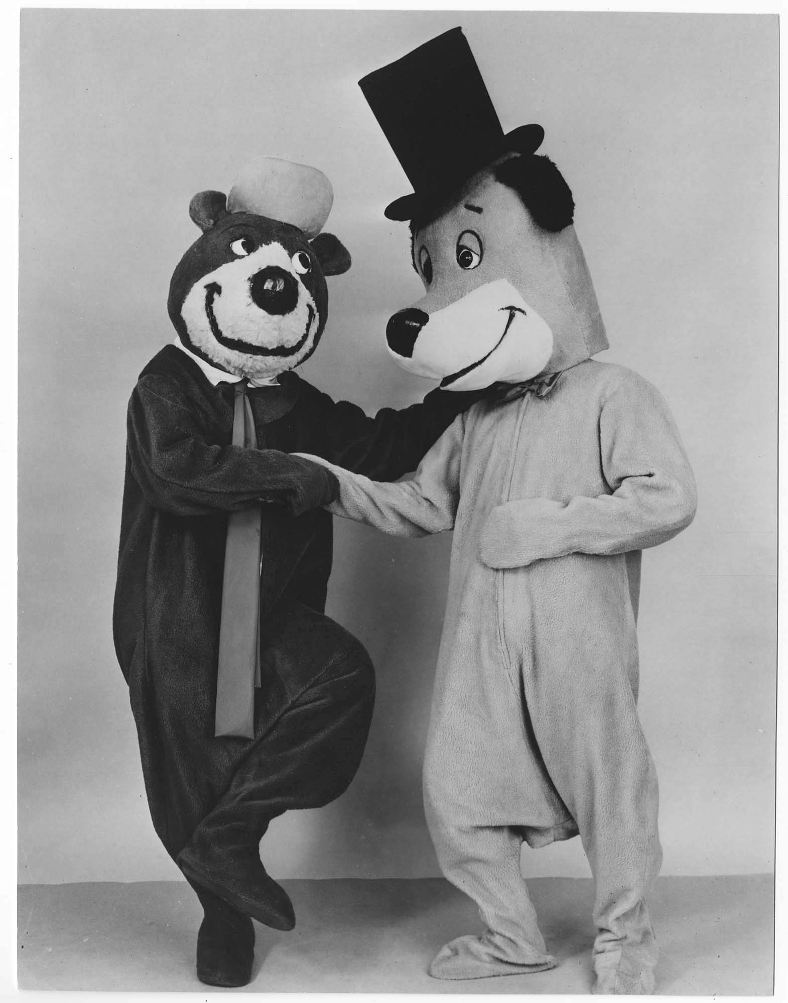 Image of Costumed figures of Yogi Bear and Huckleberry Hound, Seattle World's Fair, 1962