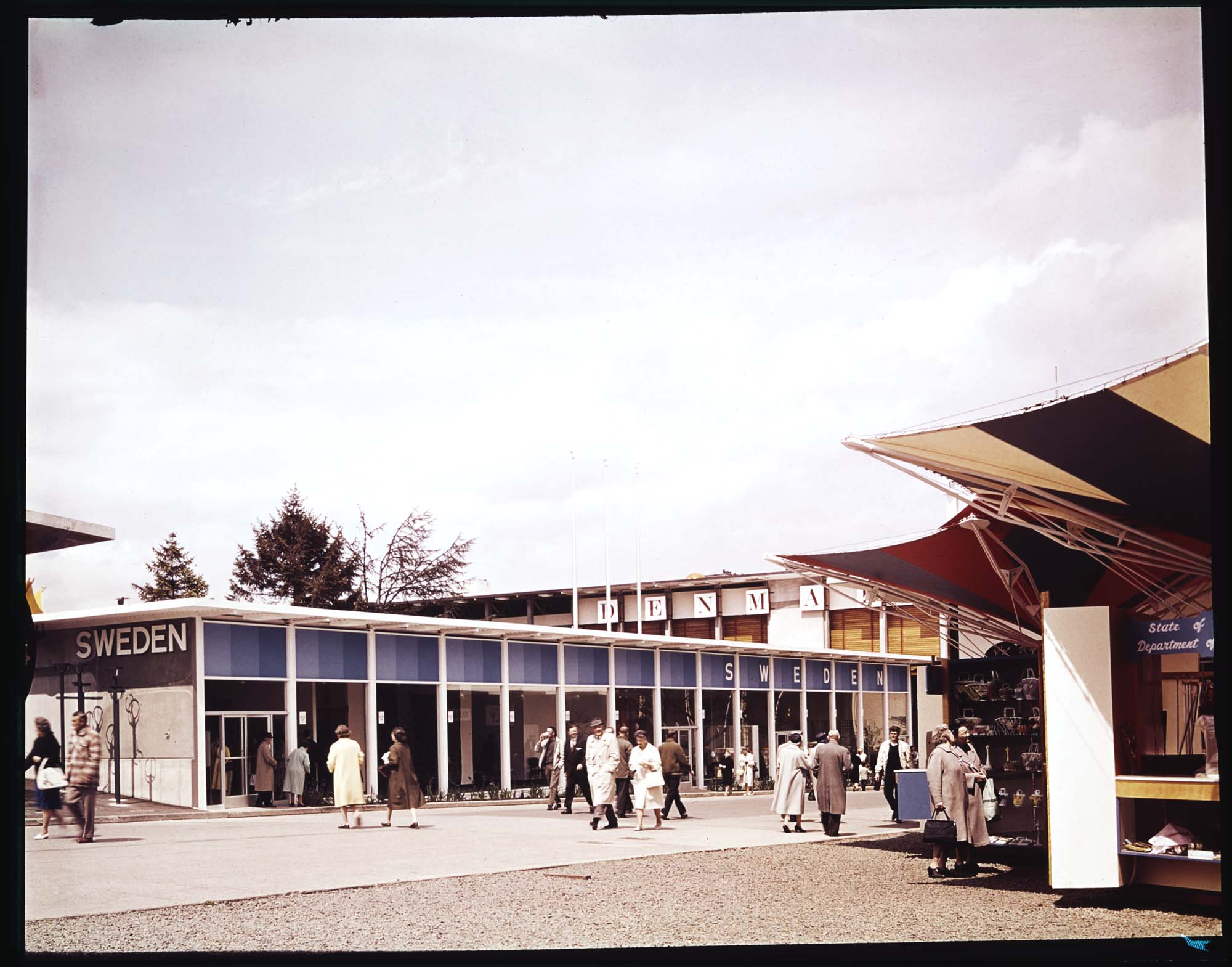 Image of Exterior view of Sweden Pavilion, Seattle World's Fair, 1962
