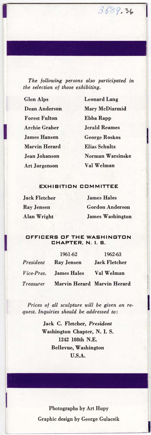 Image of Northwest Institute of Sculpture leaflet, Seattle World's Fair, 1962