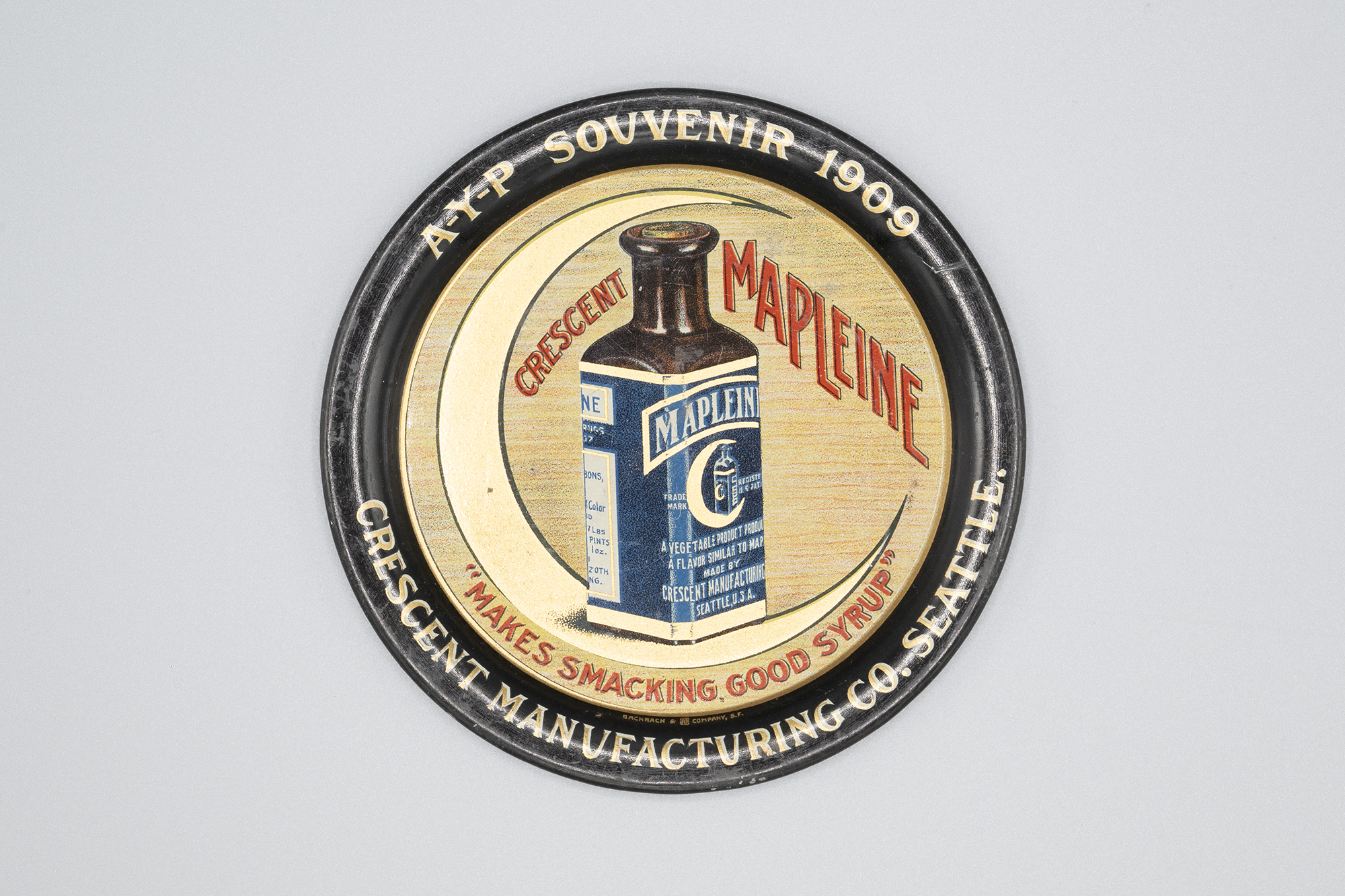 Image of Coaster advertising Crescent Mapleine and the AYPE, 1909