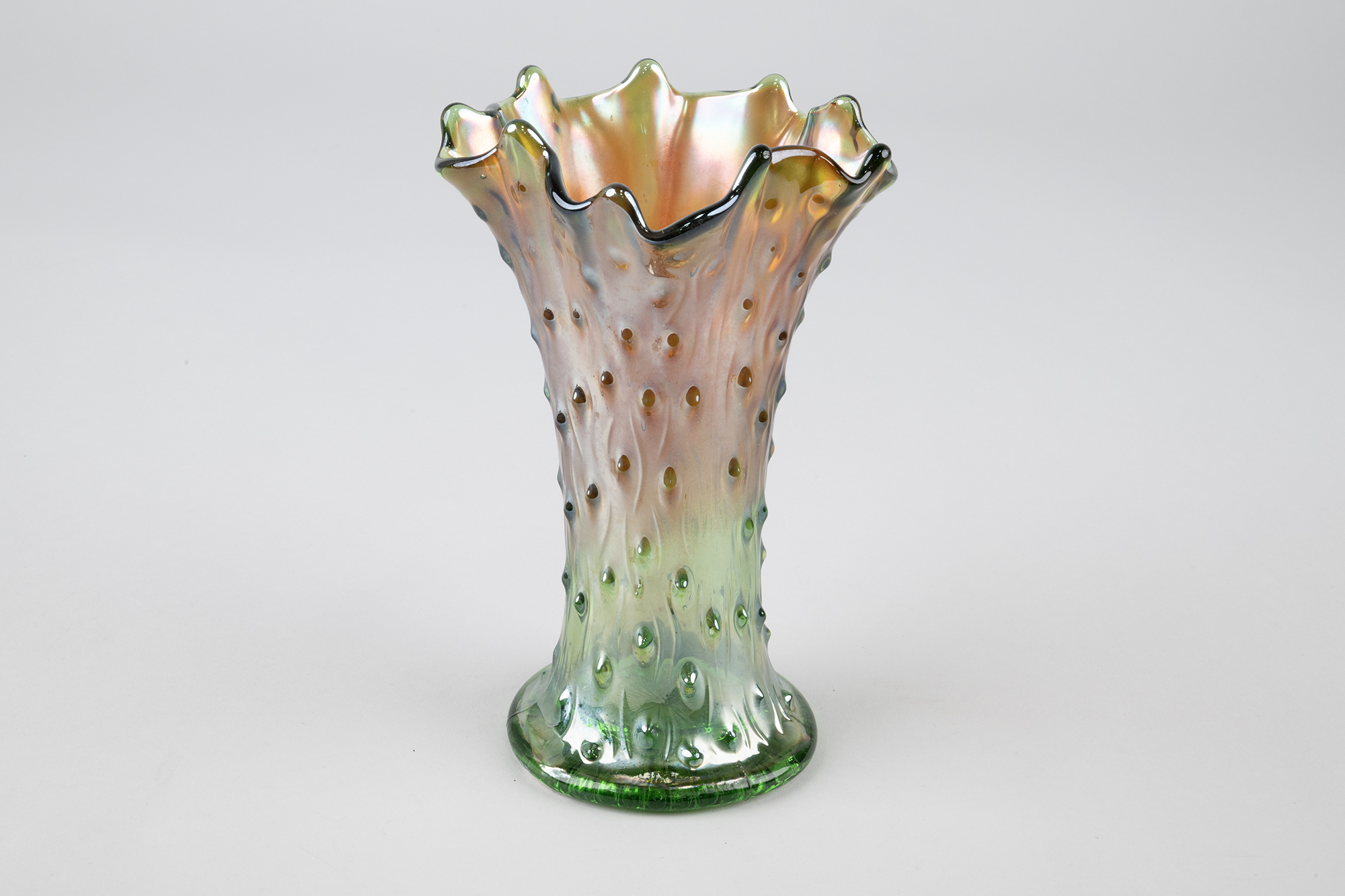 Image of Carnival glass vase, ca. 1908