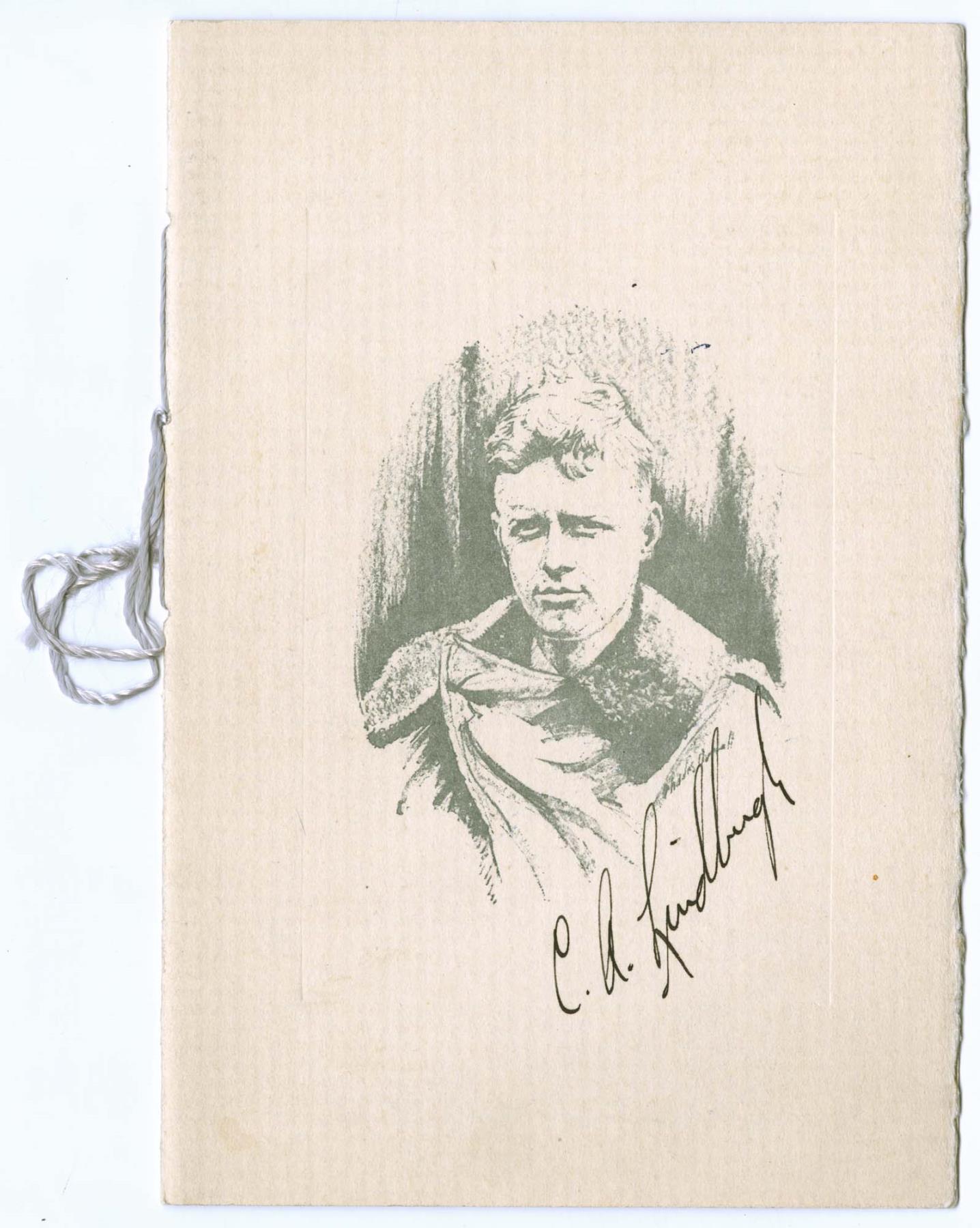 Image of Charles A. Lindbergh reception and dinner menu, September 13, 1927