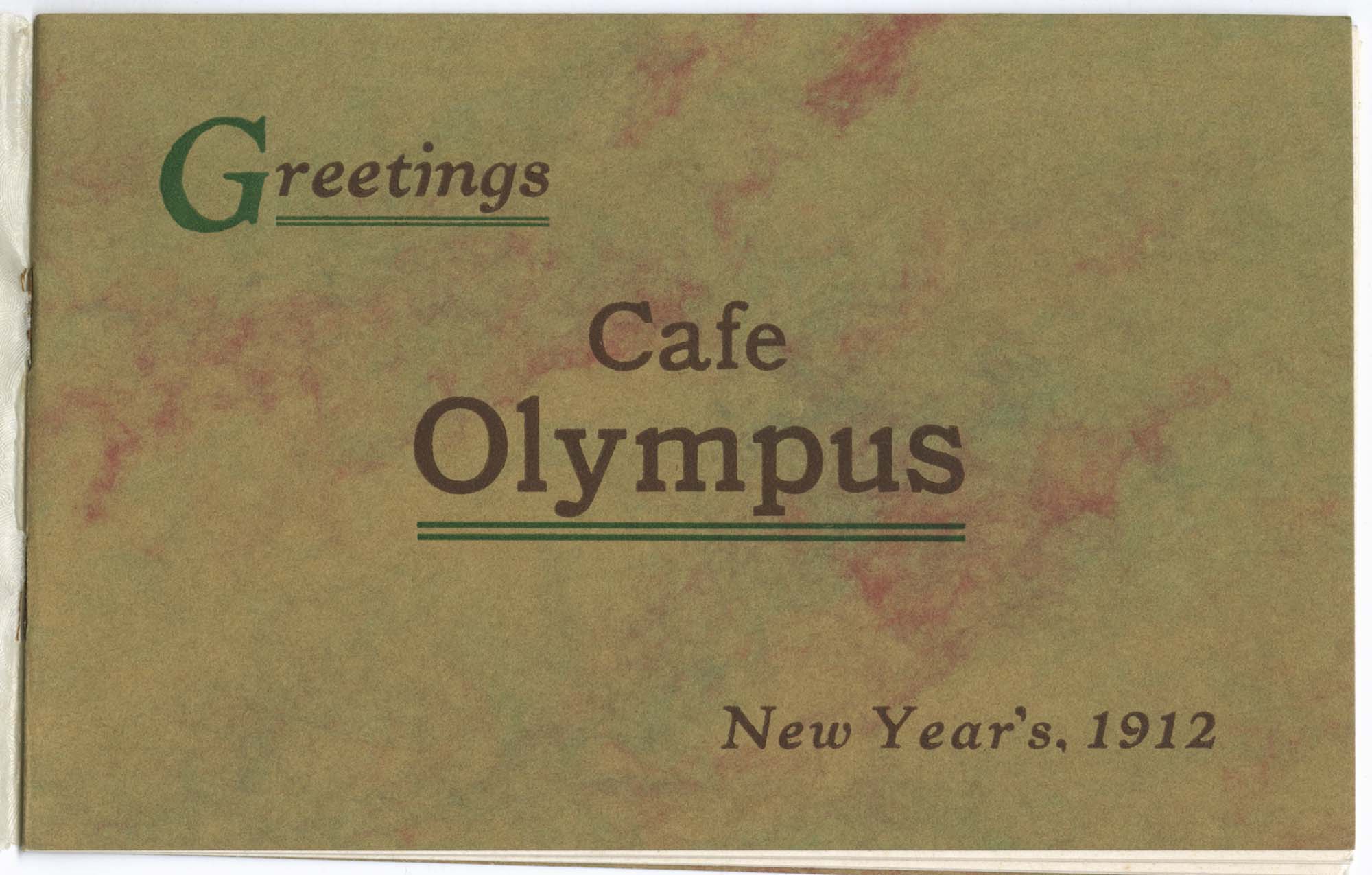 Image of Café Olympus New Year's booklet, 1912