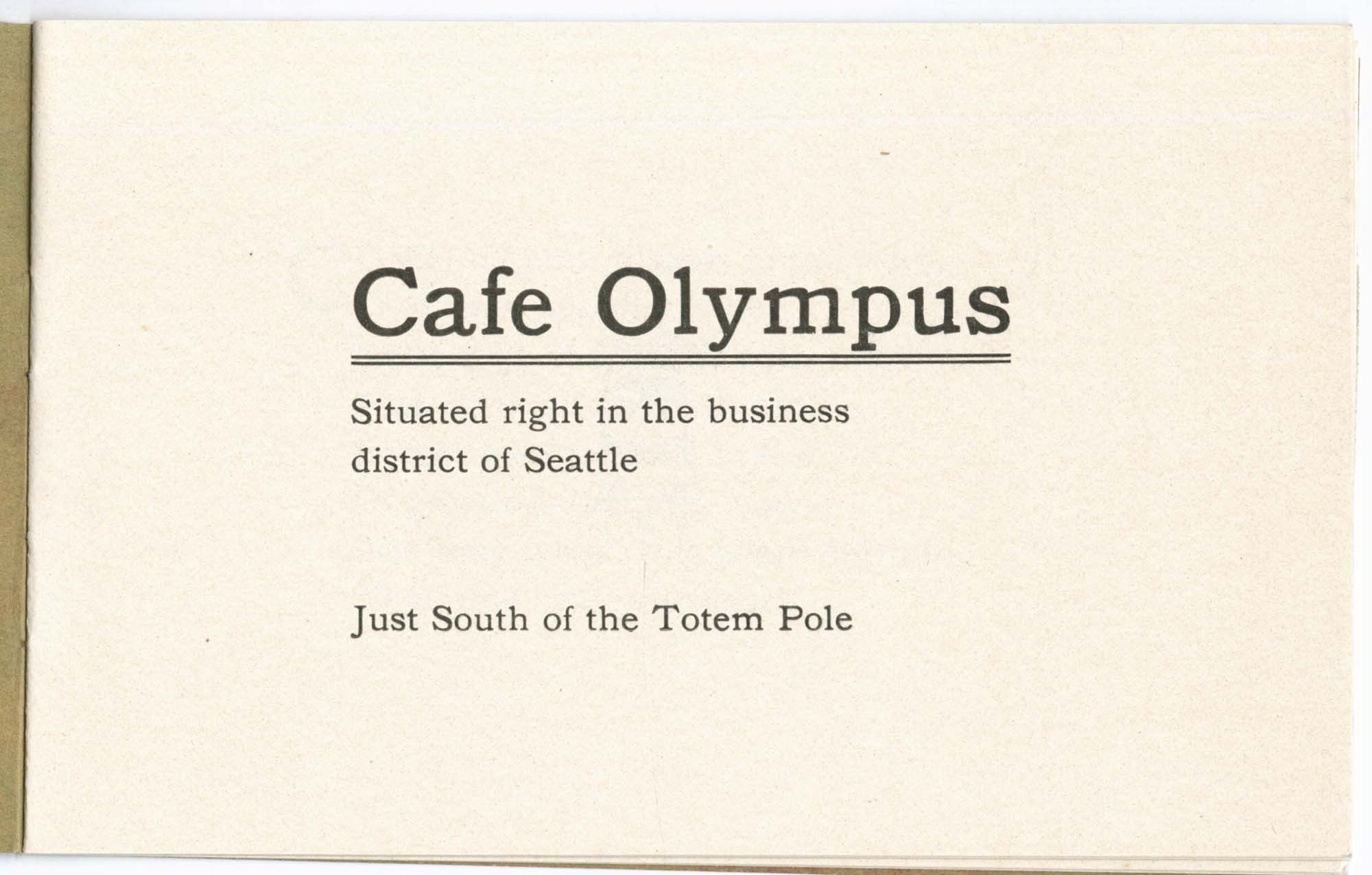 Image of Café Olympus New Year's booklet, 1912