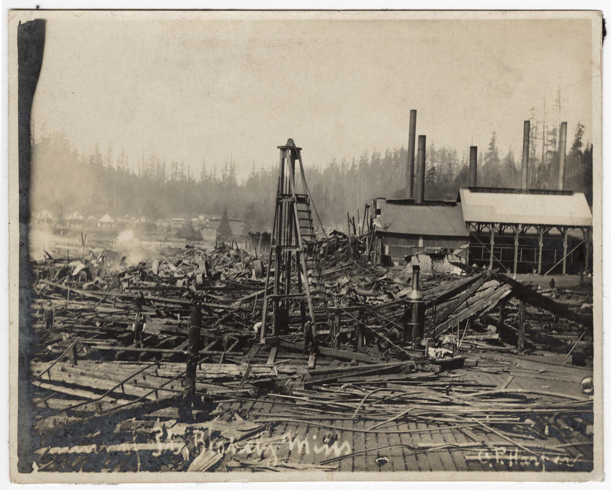 Image of Port Blakely Mill after fire, circa 1907
