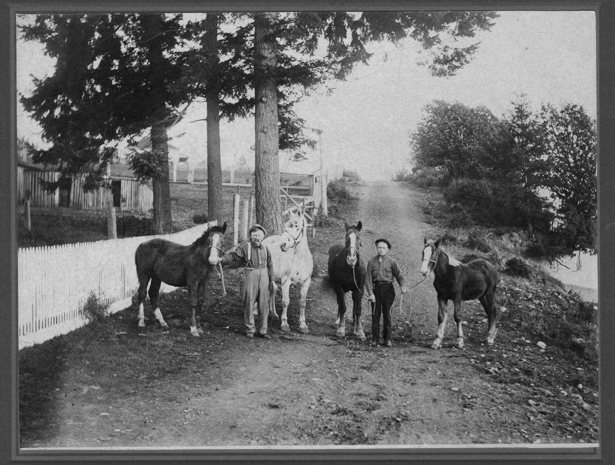 Image of John and Ernest Dulin with horses, circa 1914