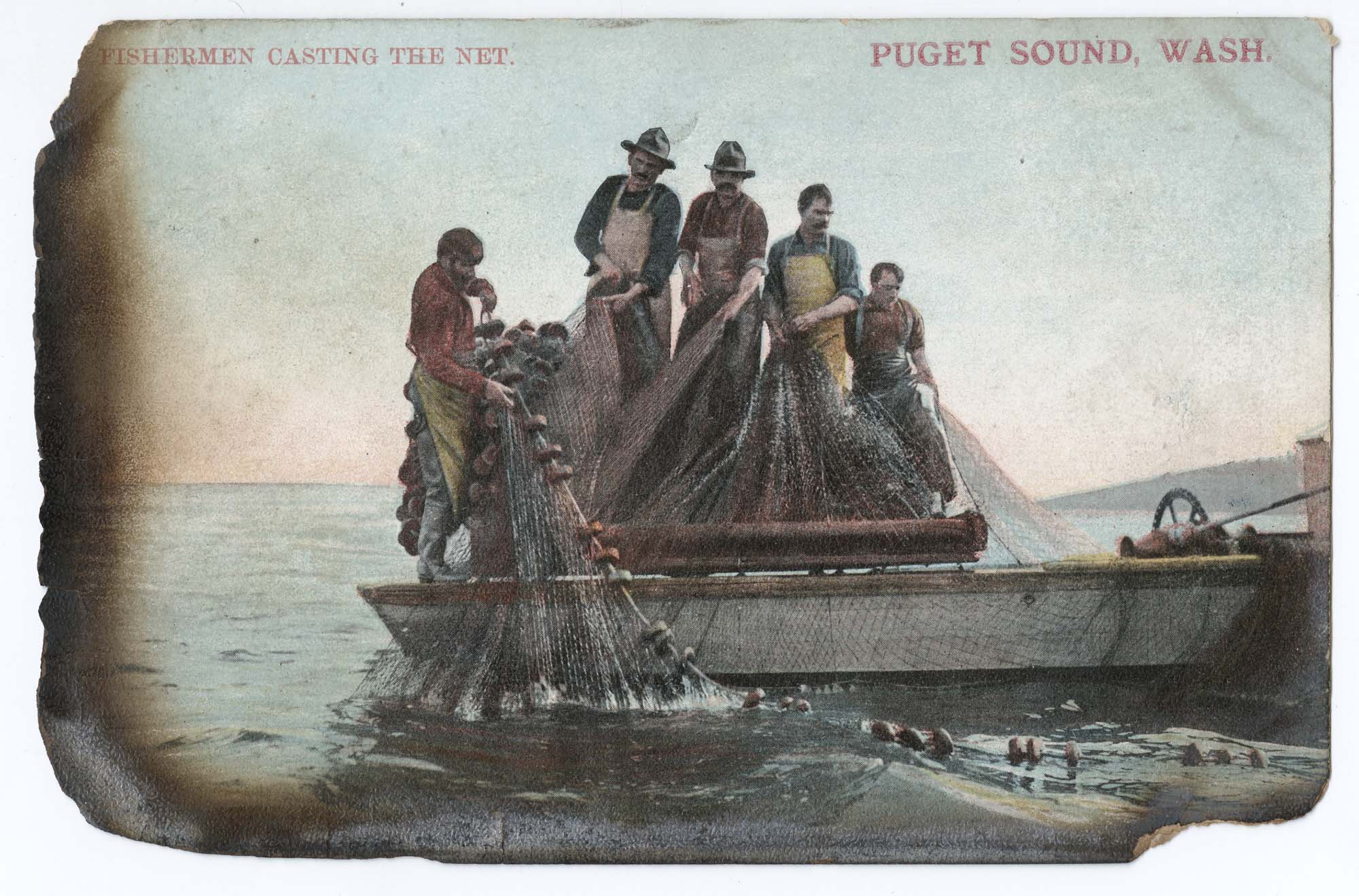 Image of Fishermen with net, Seattle, circa 1910