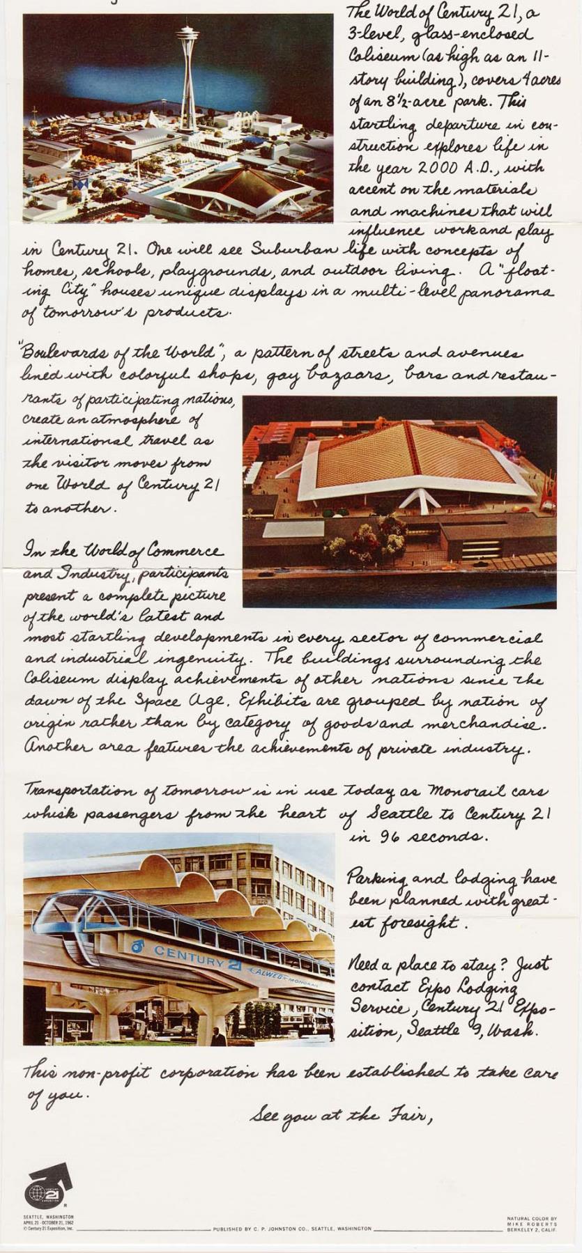 Image of Promotional letter for the Century 21 Exposition, April 21-October 21, 1962