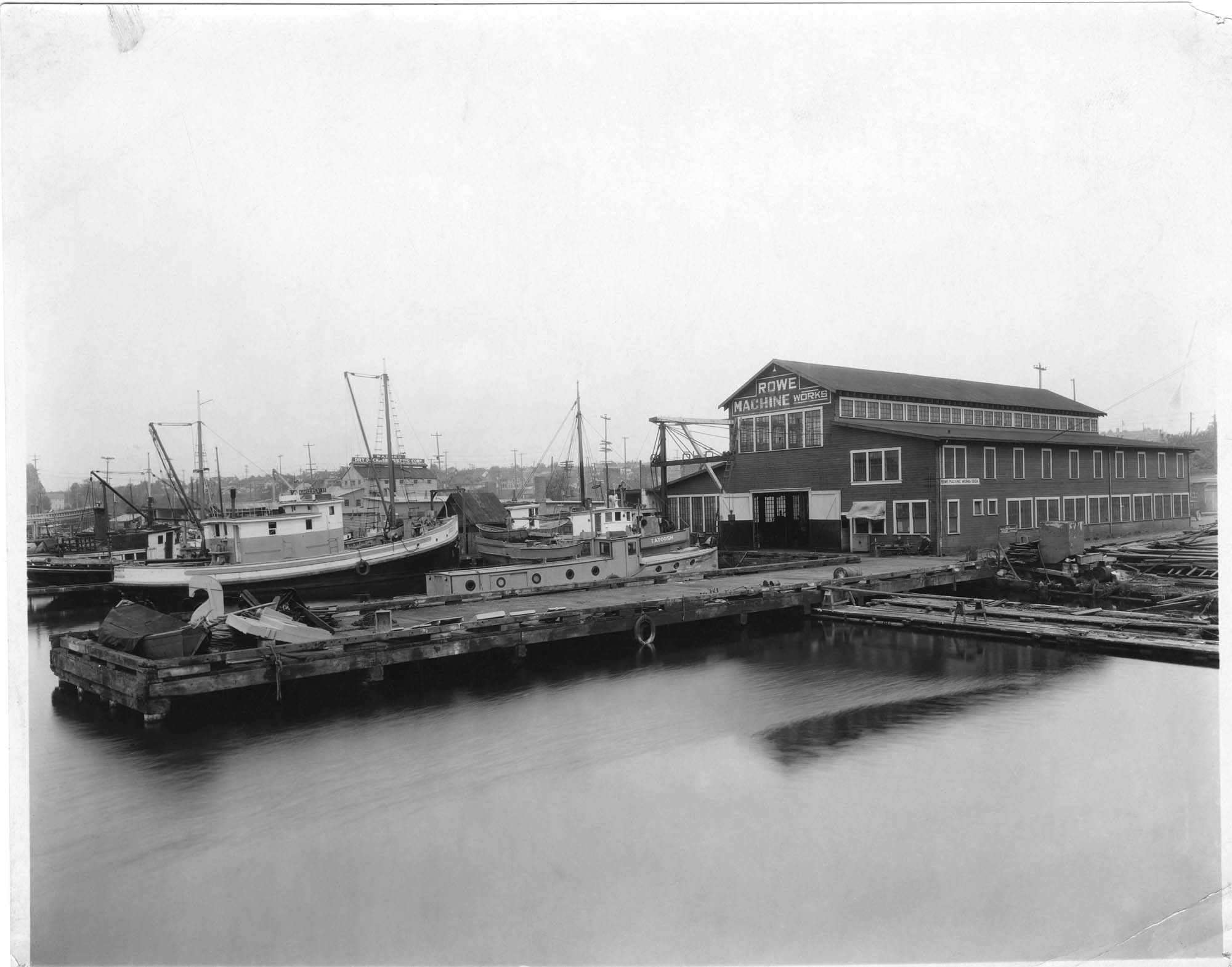 Image of Rowe Machine Works dock, Ballard, circa 1930