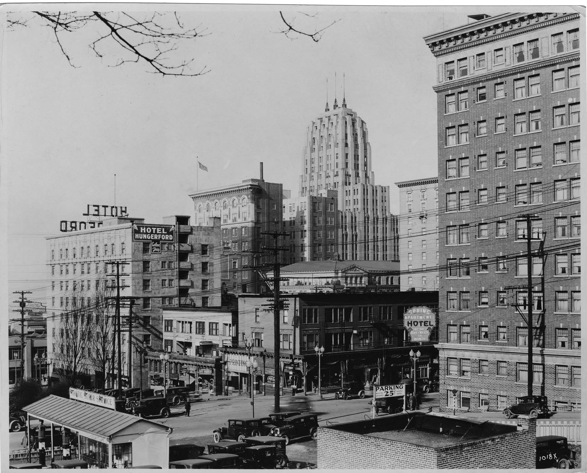 Image of Intersection of Fifth Avenue and Spring Street, Seattle, circa 1930