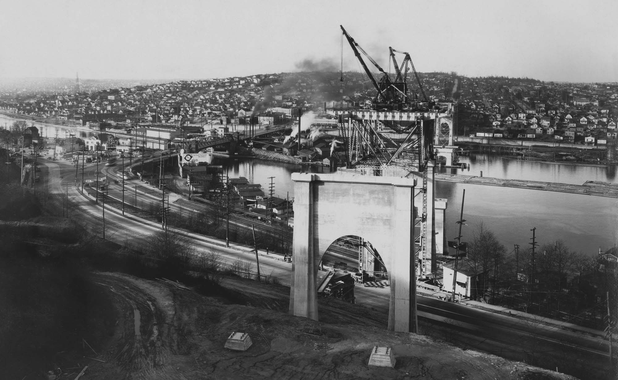Image of Aurora Avenue Bridge construction, Seattle, circa 1931