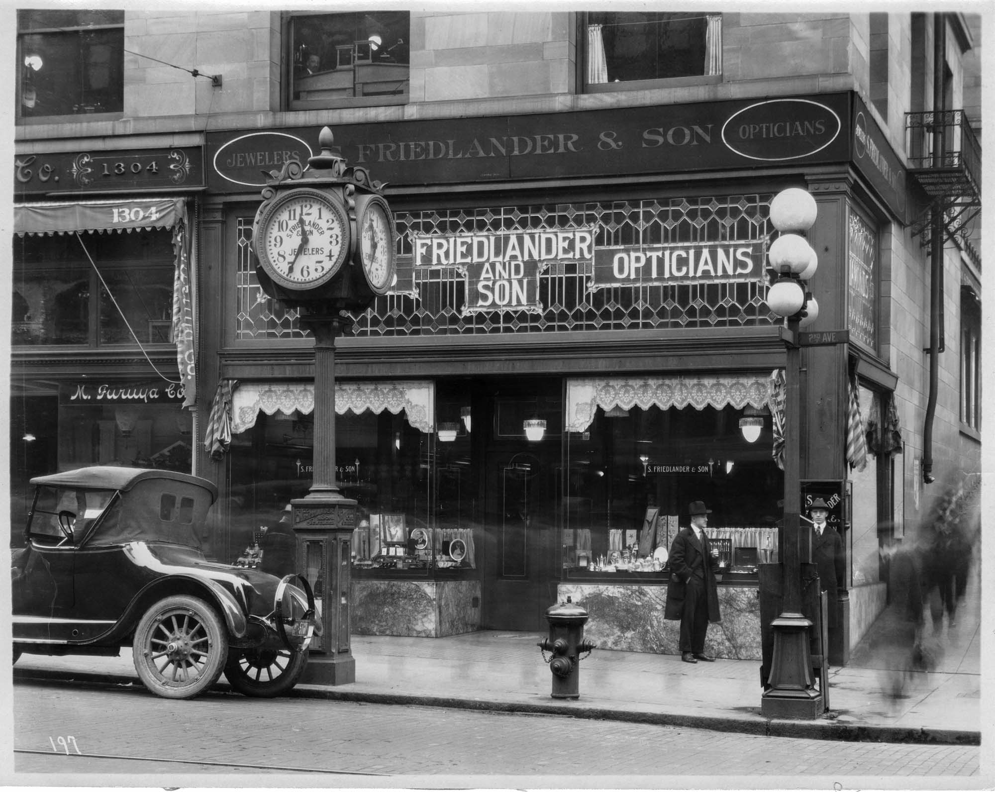 Image of Street clock in front of S. Friedlander and Son, Inc., Seattle, circa 1922