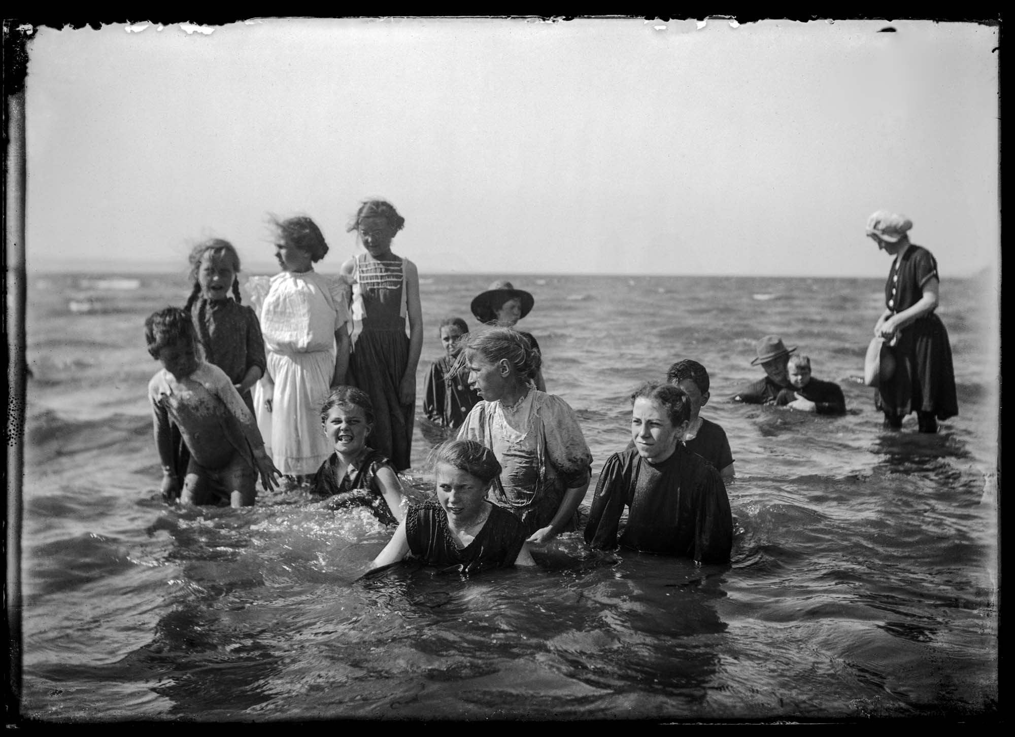 Image of Swimmers at Ballard Beach, Seattle, circa 1913