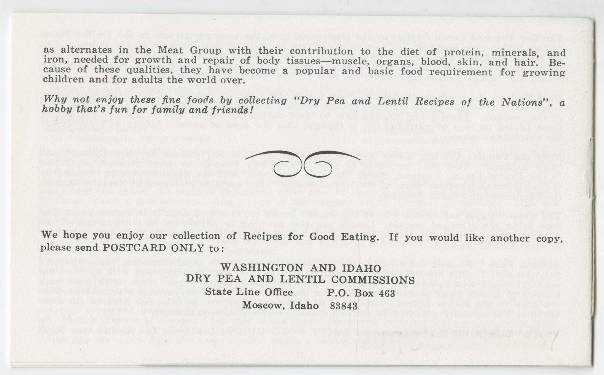 Image of Good Eating from the Dry Pea and Lentil Capital of the Nation, circa 1965