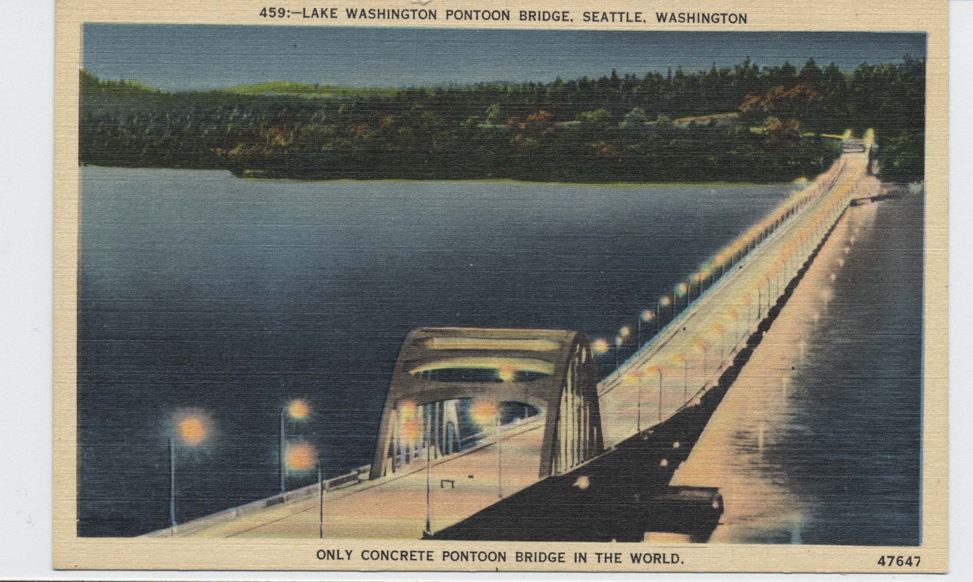 Image of Lake Washington floating bridge, Seattle, circa 1945