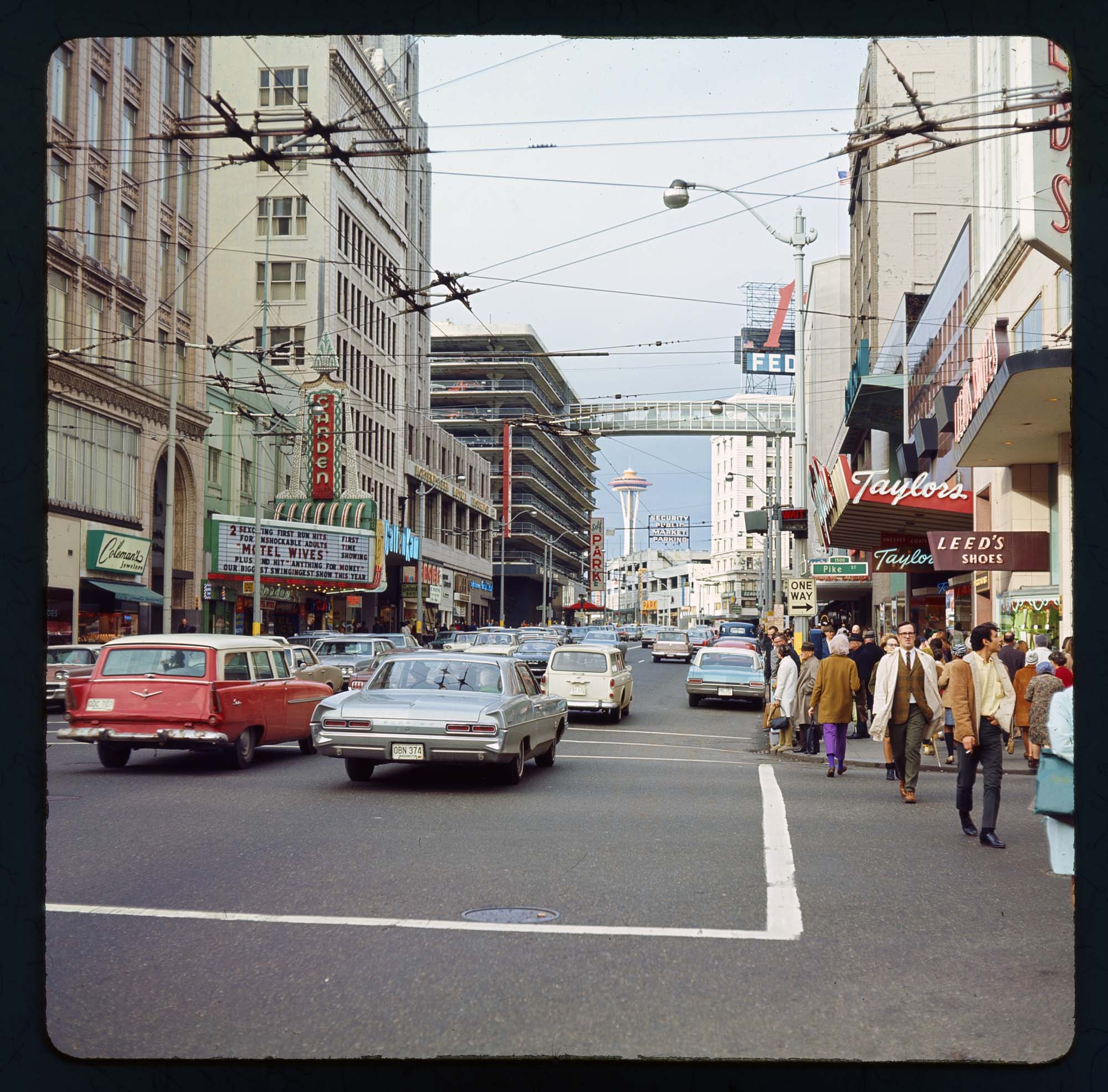 Image of View north on 3rd Avenue from Pike Street, 1967