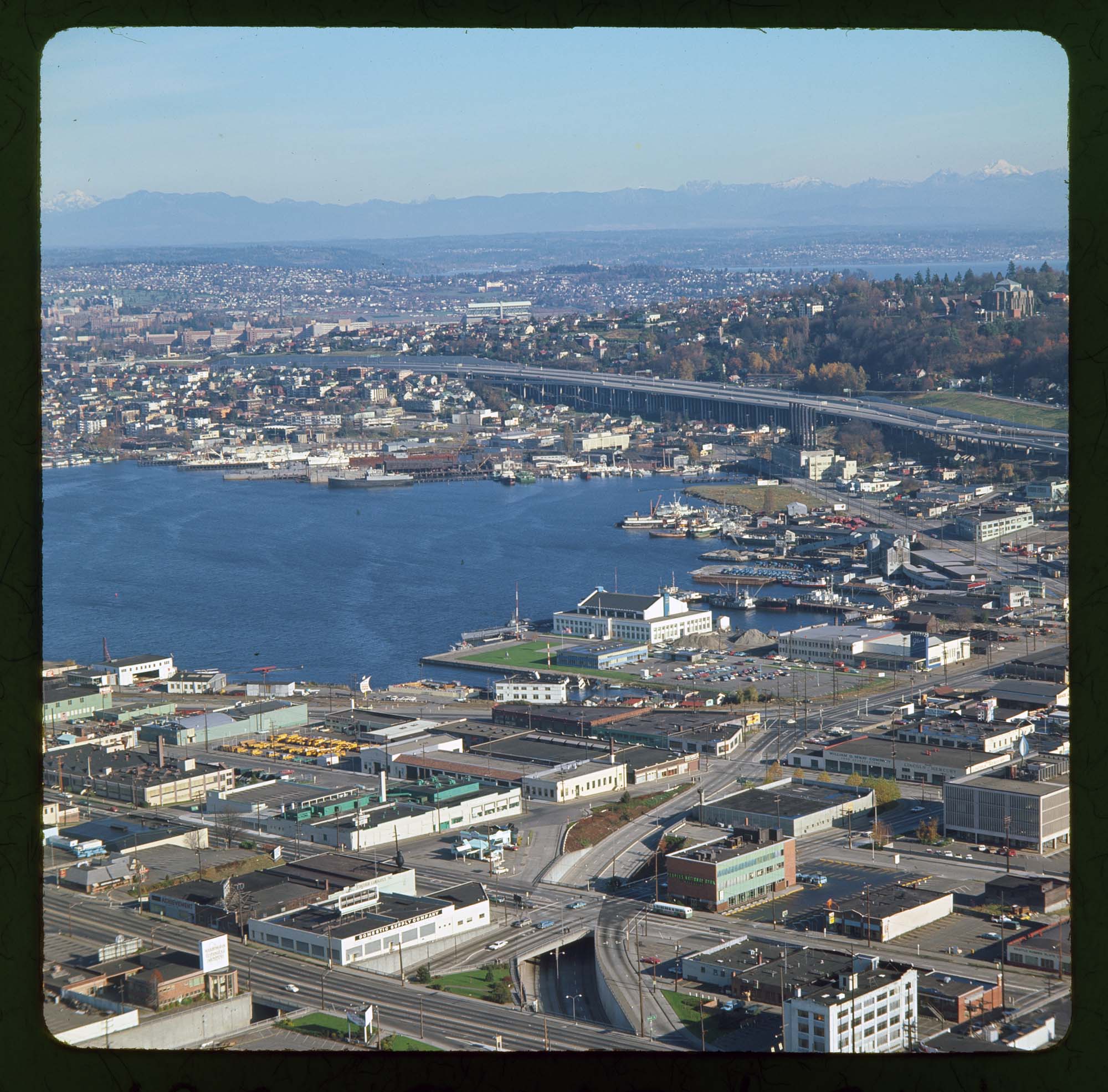 Image of Aerial view of South Lake Union looking northeast, Seattle, 1967