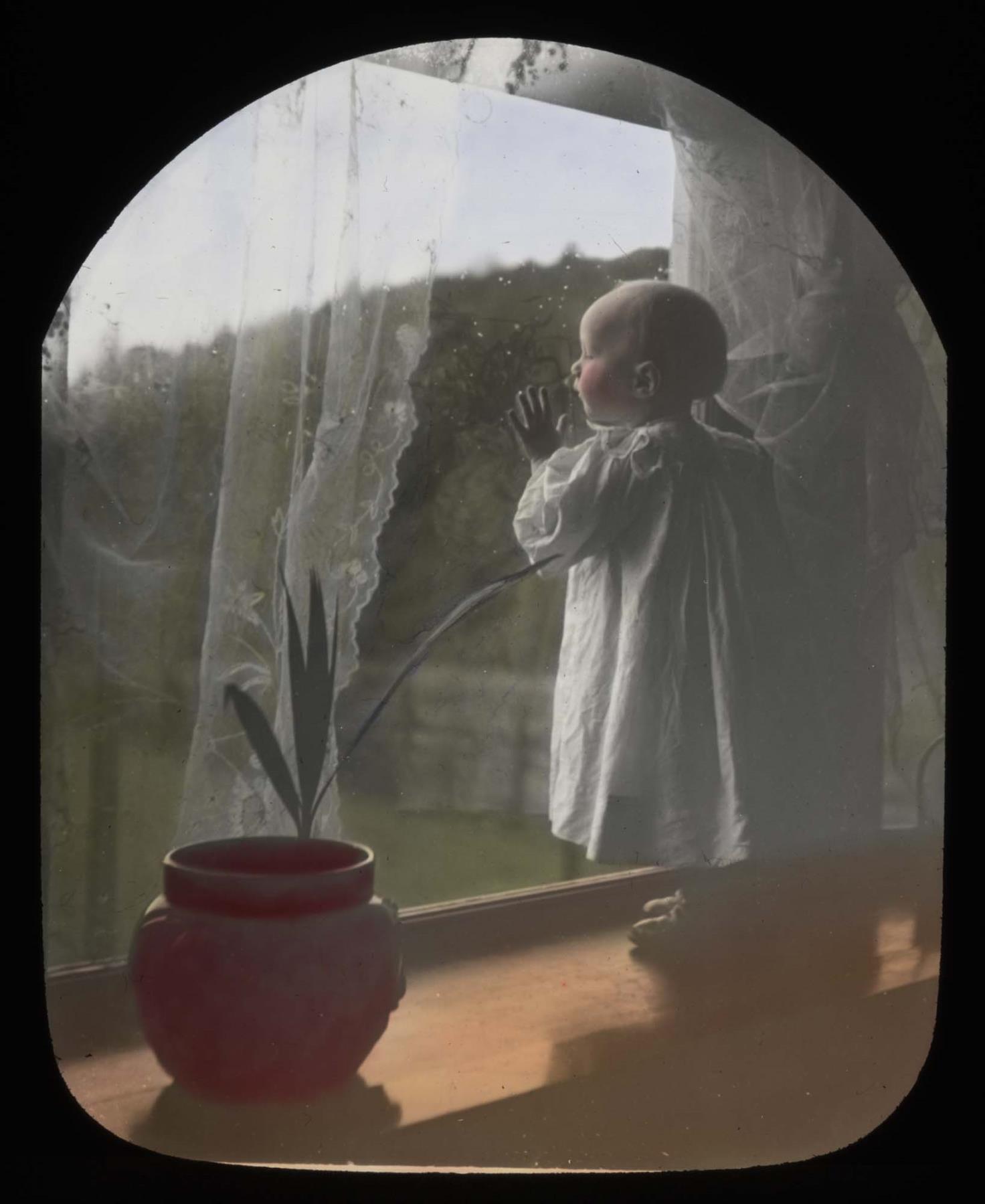 Image of James Clise Jr. looking out window, Redmond, circa 1901