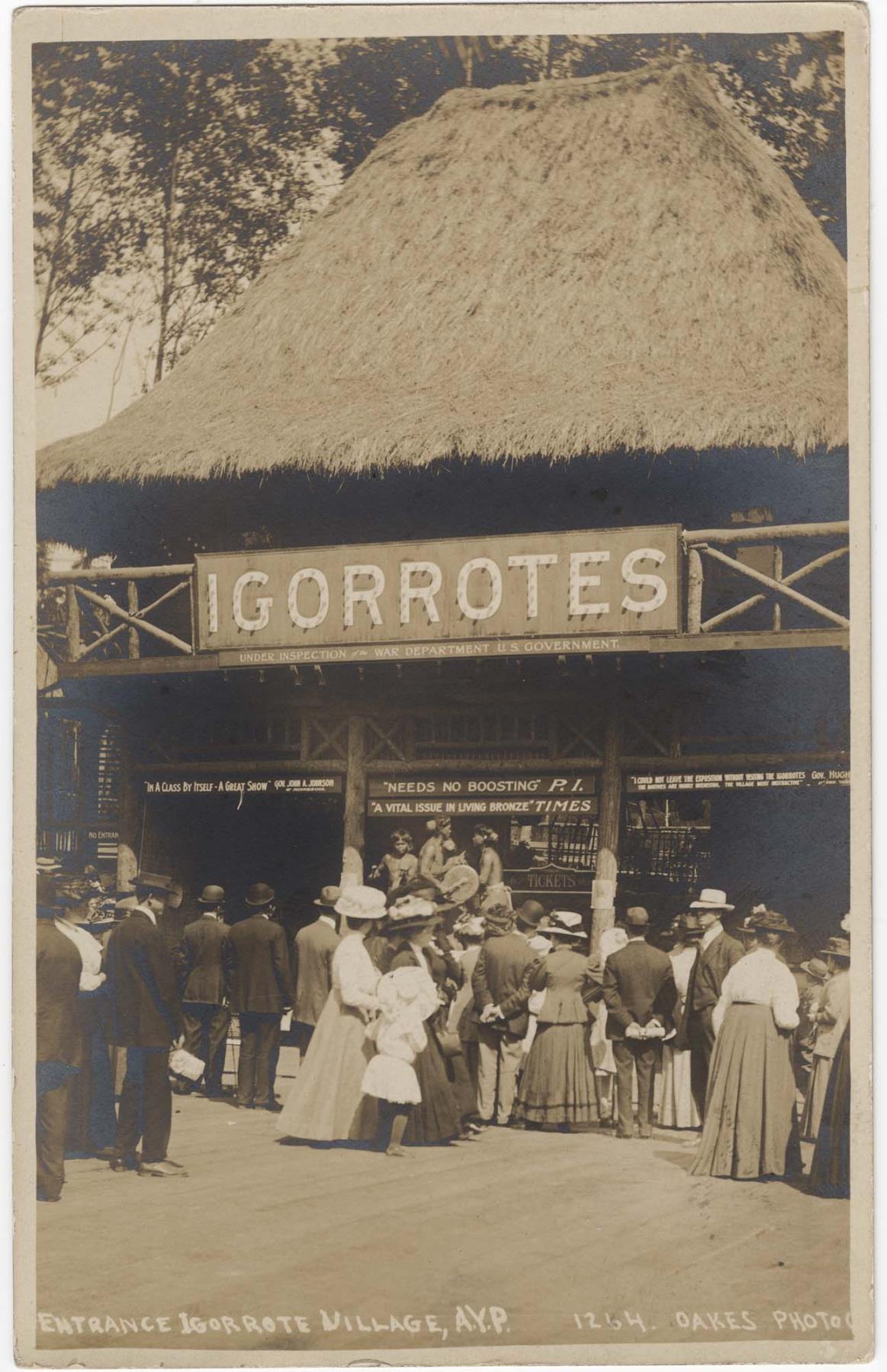 Image of Entrance to Igorrote Village, Pay Streak at Alaska-Yukon-Pacific Exposition, Seattle, 1909
