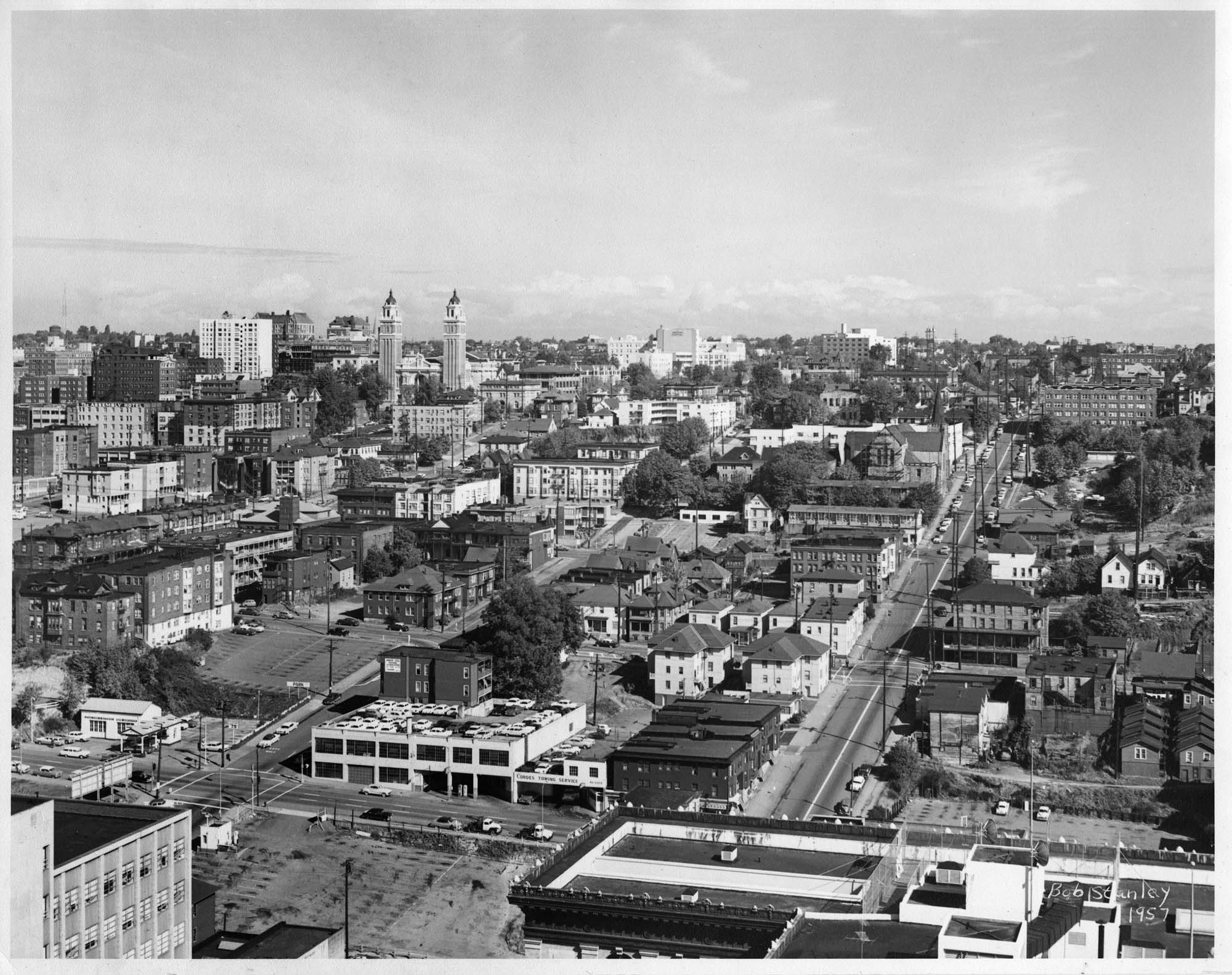 Image of View looking east over First Hill, Seattle, October 1957