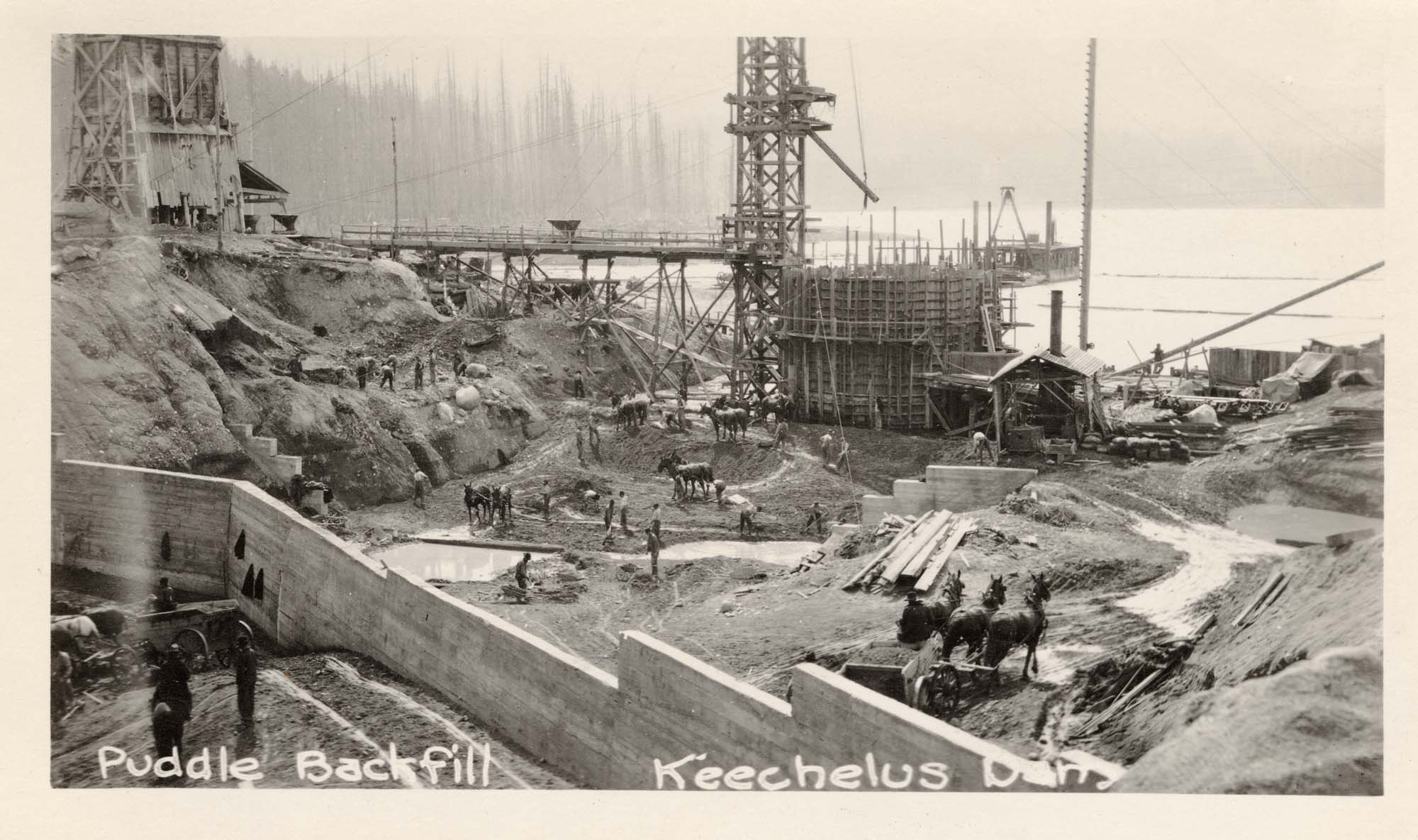 Image of Puddle backfill, Keechelus Dam, circa 1917